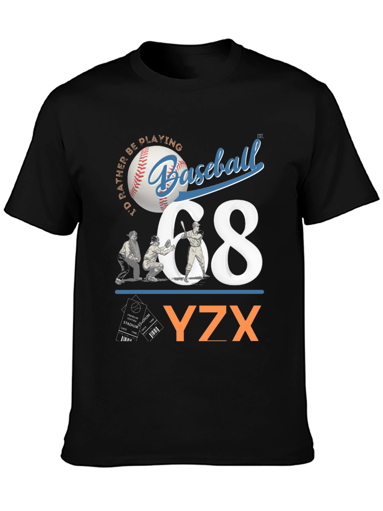 Black Baseball Graphic Tee - YZX view 3