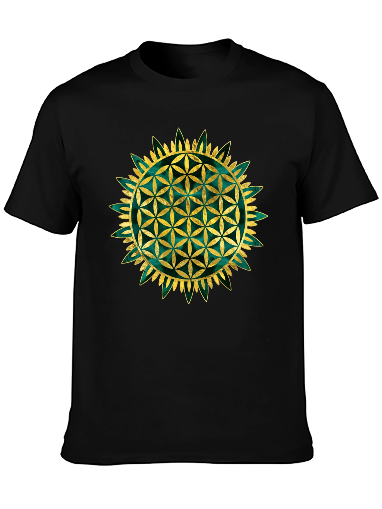 Black Flower of Life Graphic Tee - Sacred Geometry Shirt view 3