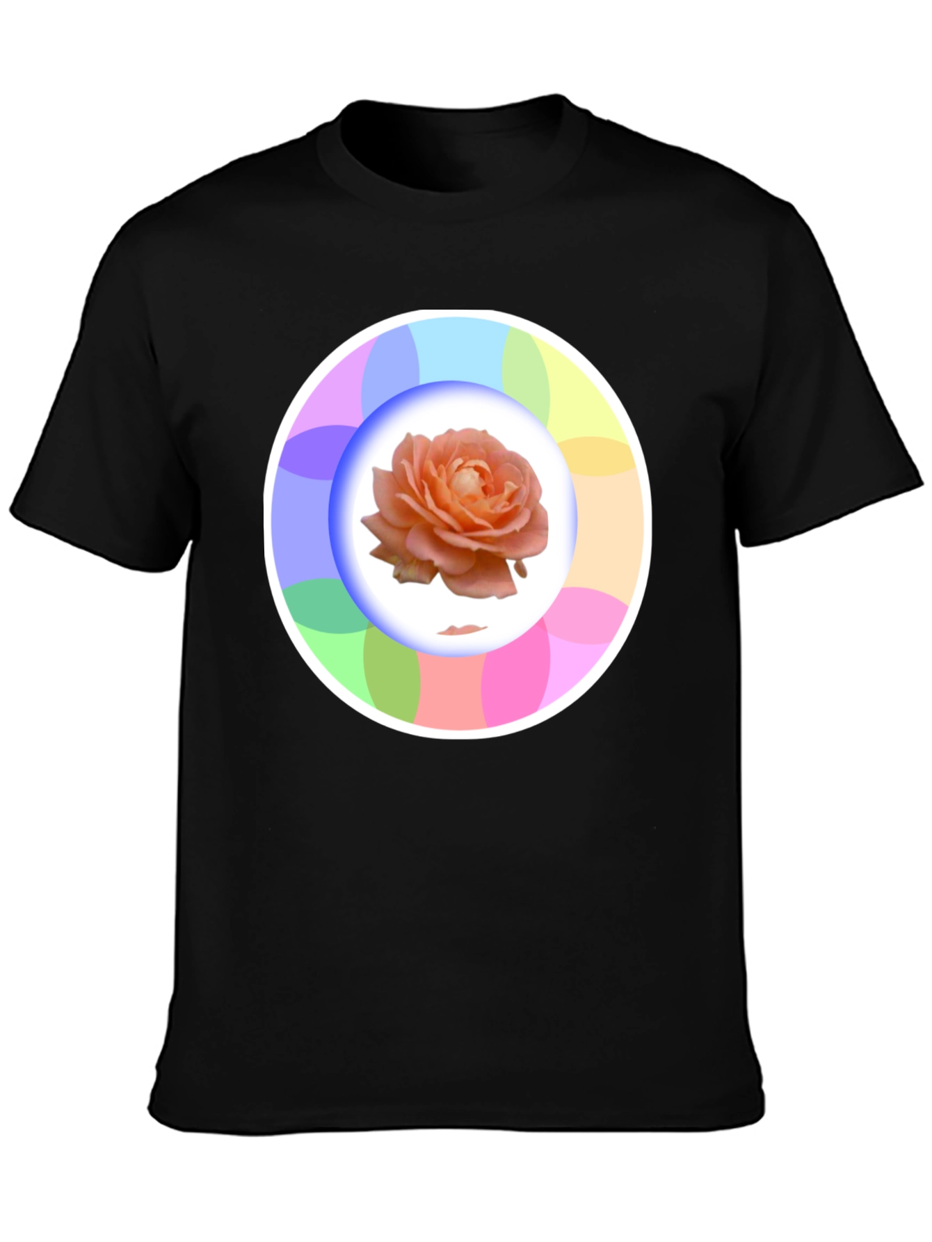 Black Rose Circle Graphic Black T-Shirt view 3