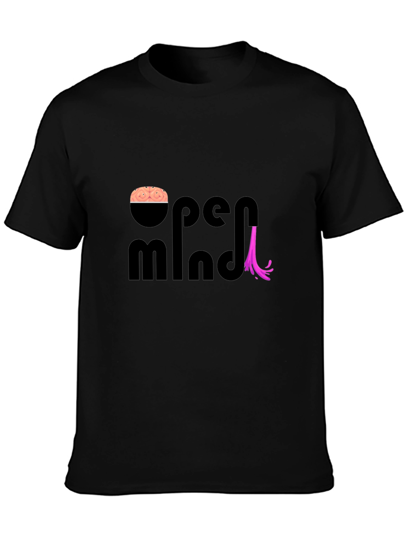 Black Open Mind T-Shirt - Creative Brain Design view 3