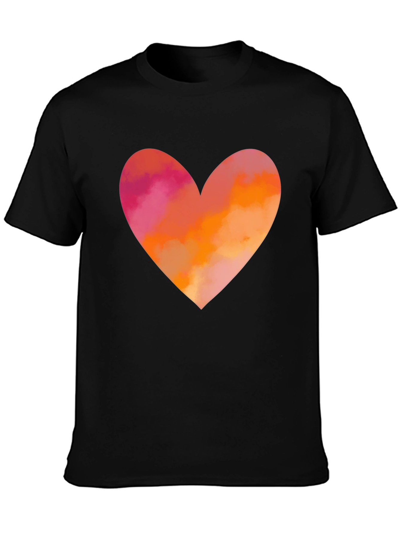 Black Heart Graphic T-Shirt - Black Cotton Blend Casual Tee view 3