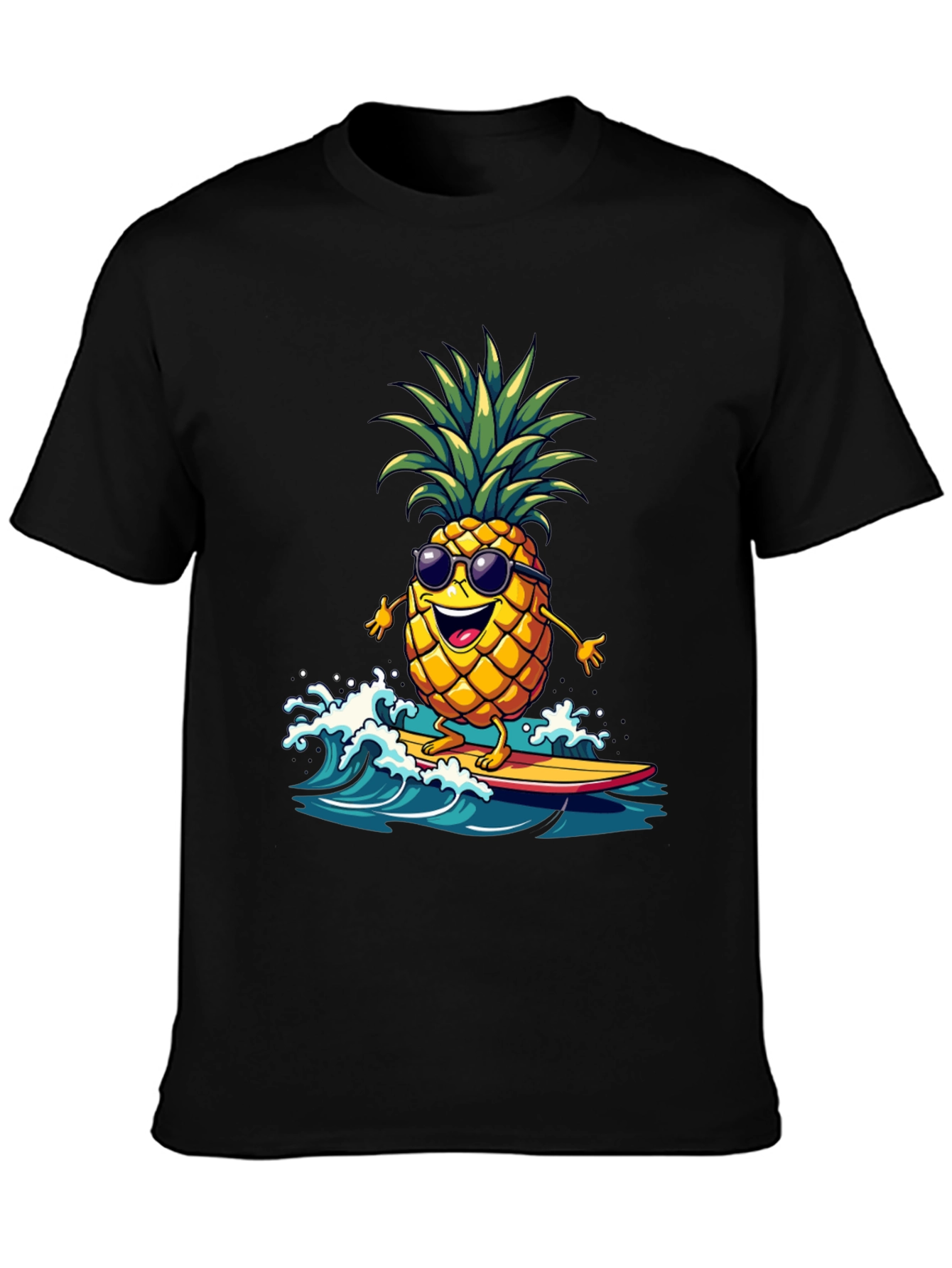 Black Surfing Pineapple T-Shirt - Tropical Fun! view 3
