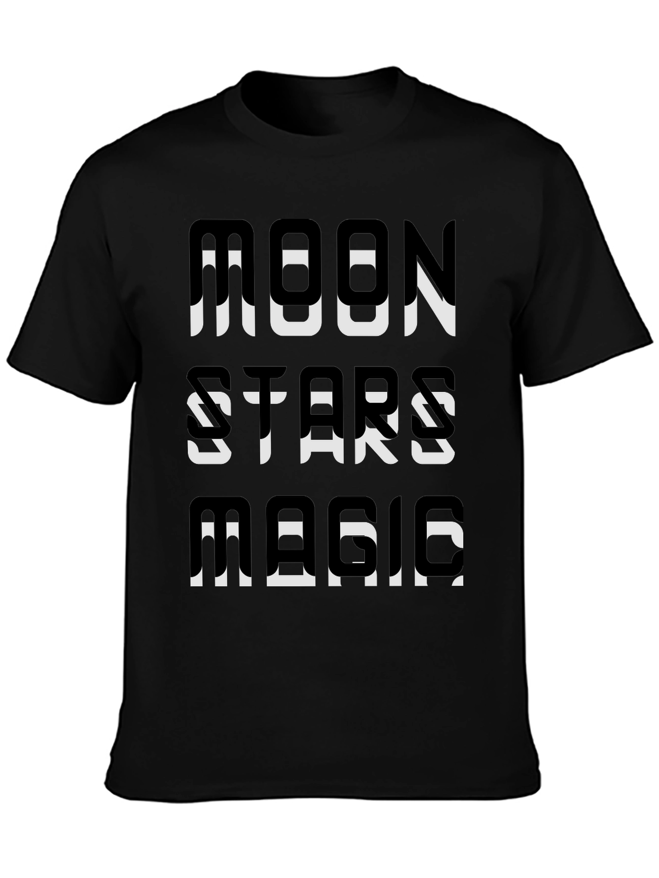 Black Moon Stars Magic Graphic Tee - Black Cotton T-Shirt view 3