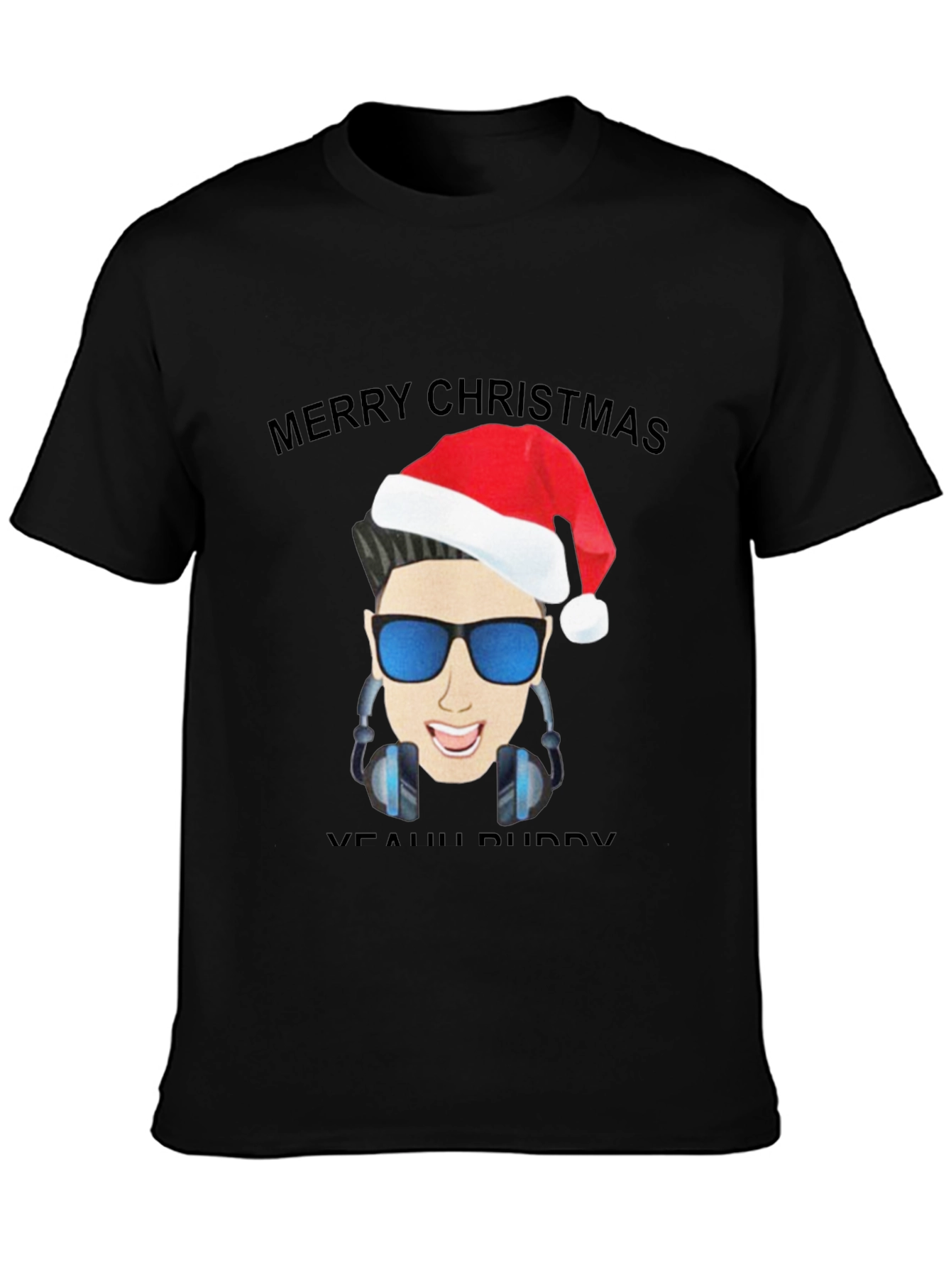 Black Merry Christmas DJ T-Shirt view 3