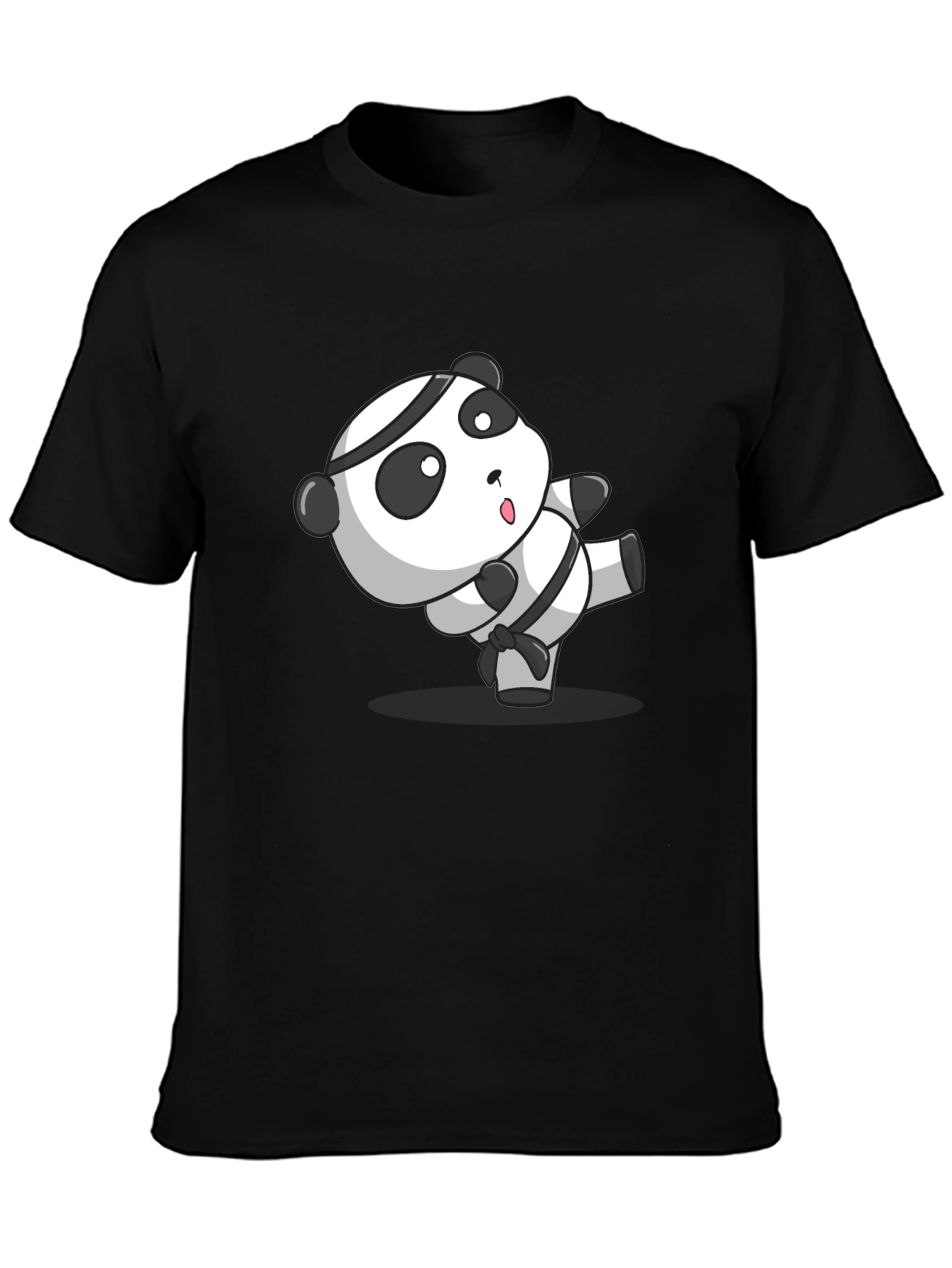 Black Martial Arts Panda T-Shirt - Black Cotton Tee view 3