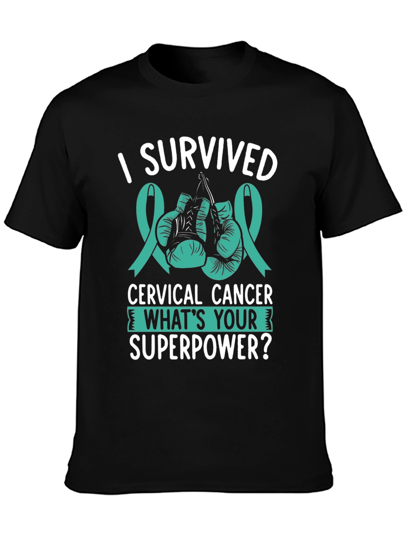 Black I Survived Cervical Cancer T-Shirt view 3