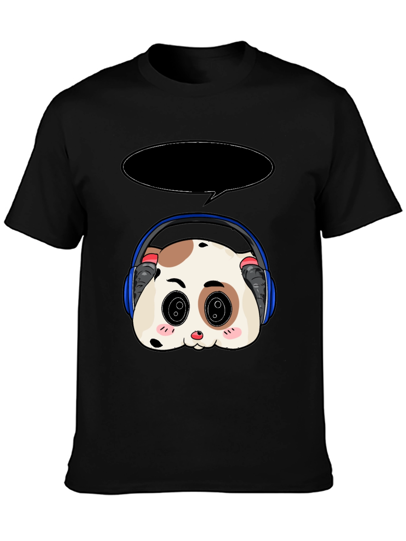 Black Cute Panda Headphone T-Shirt view 3