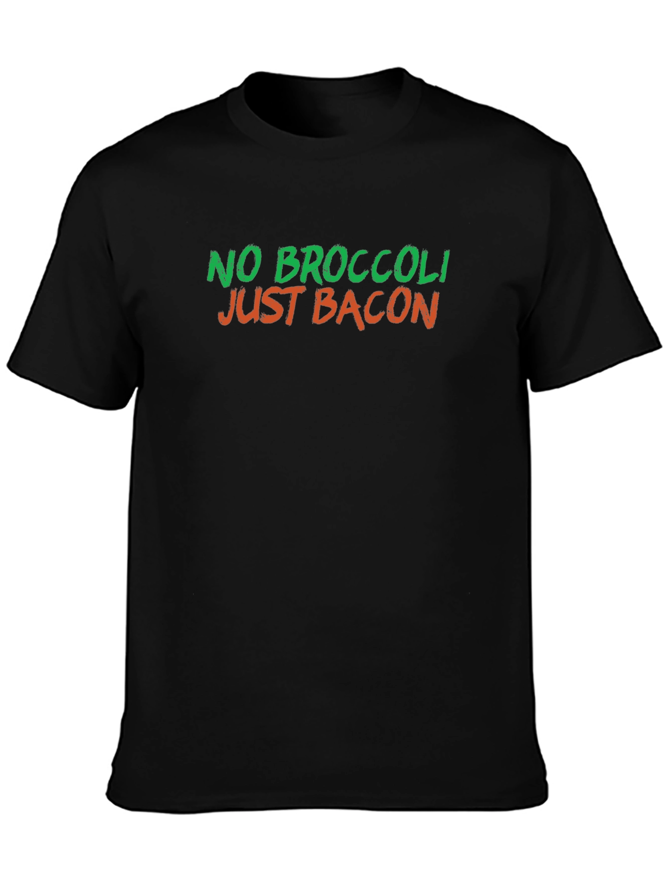 Black No Broccoli Just Bacon Graphic T-Shirt view 3