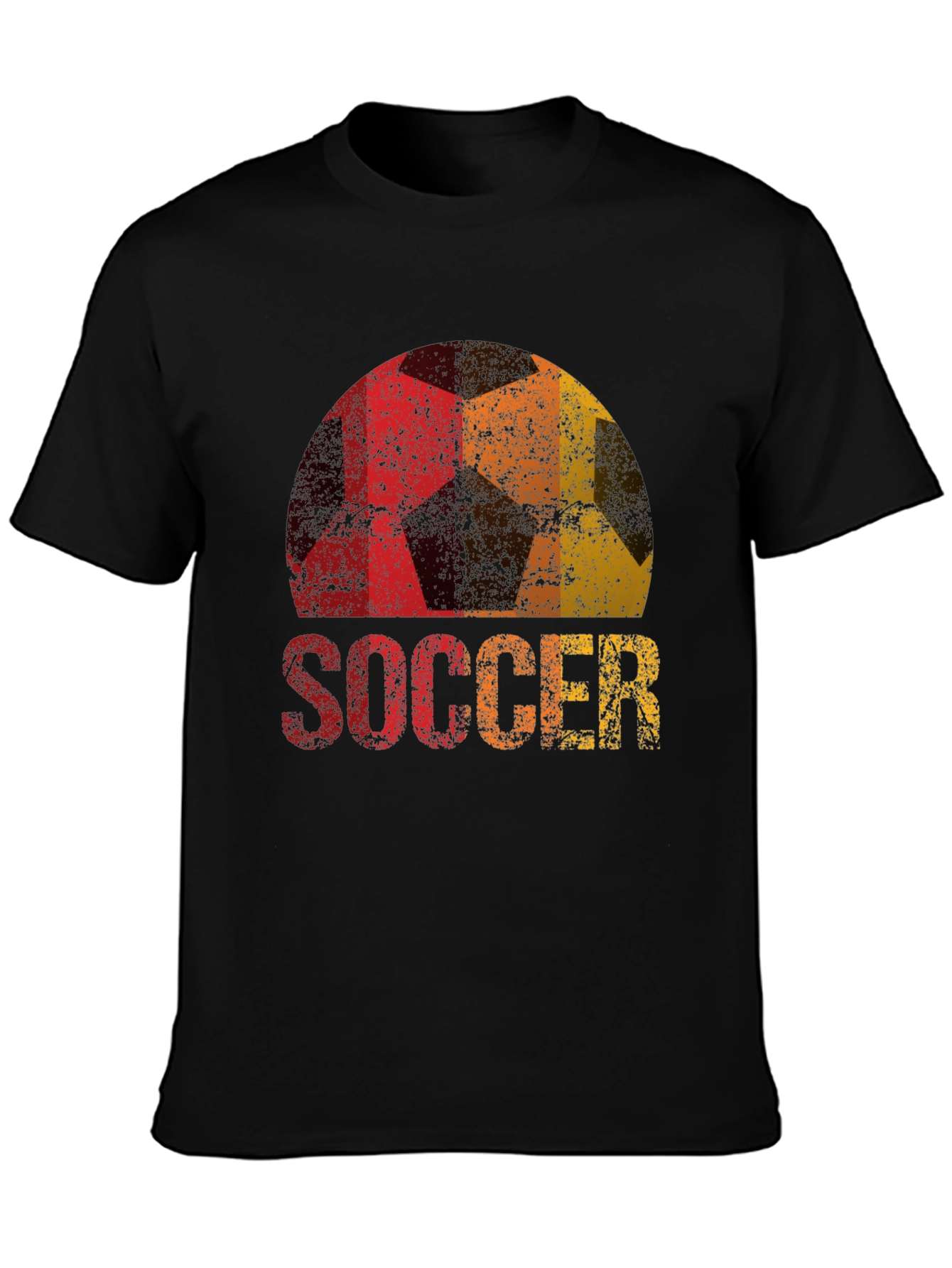 Black Vintage Soccer Ball Graphic Tee - Black T-Shirt view 3