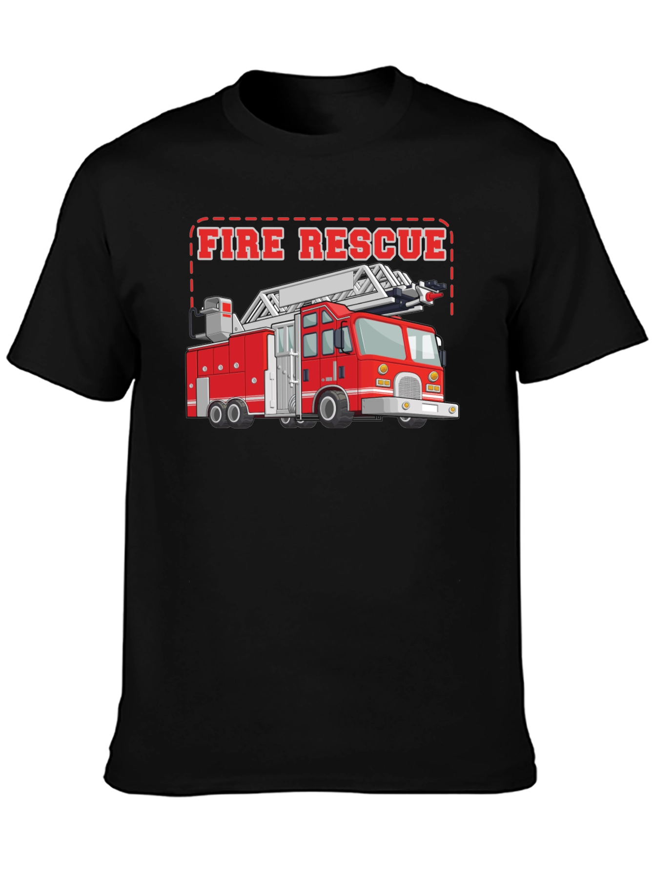 Black Fire Rescue Truck T-Shirt view 3