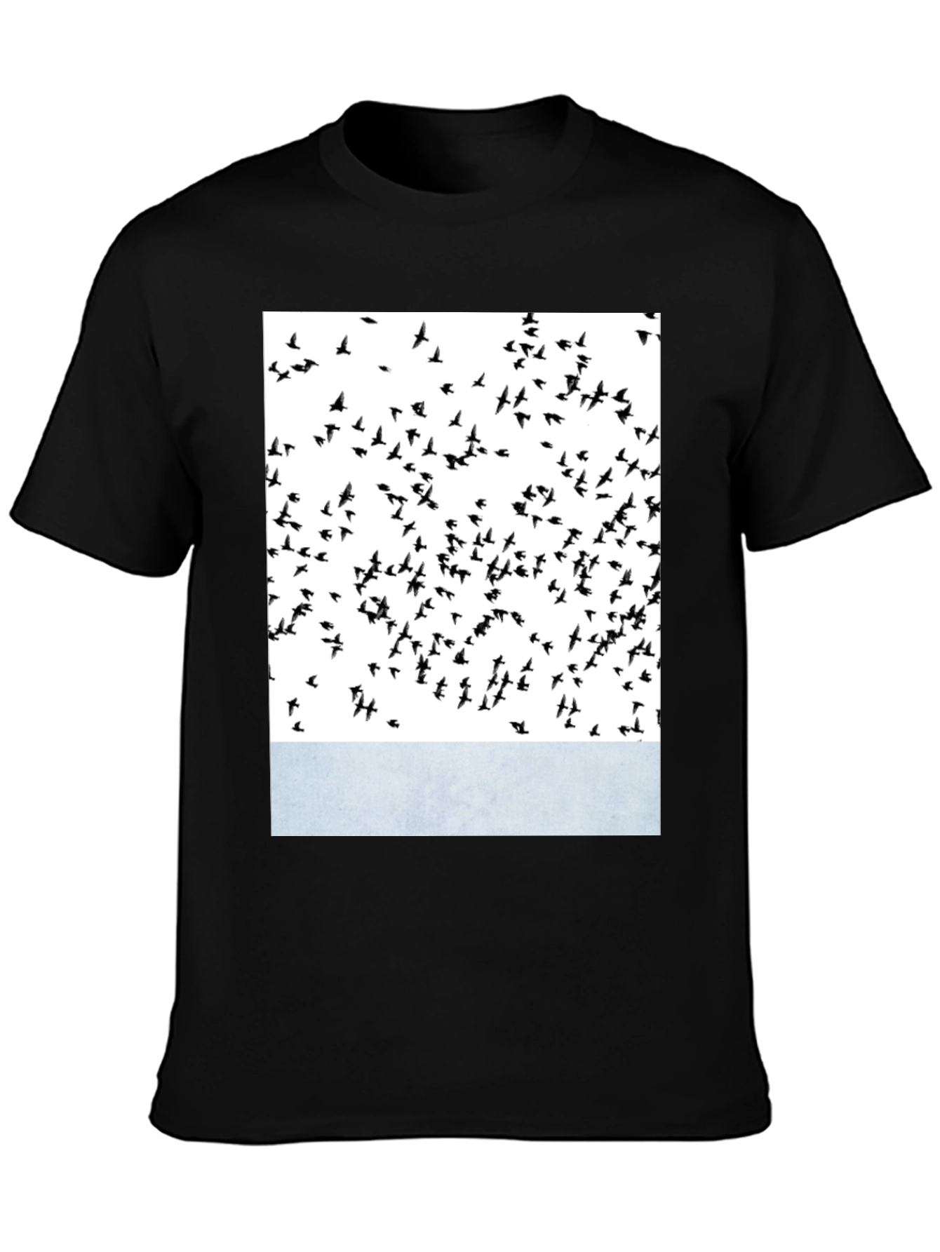 Black Abstract Bird Print Crew Neck T-Shirt view 3