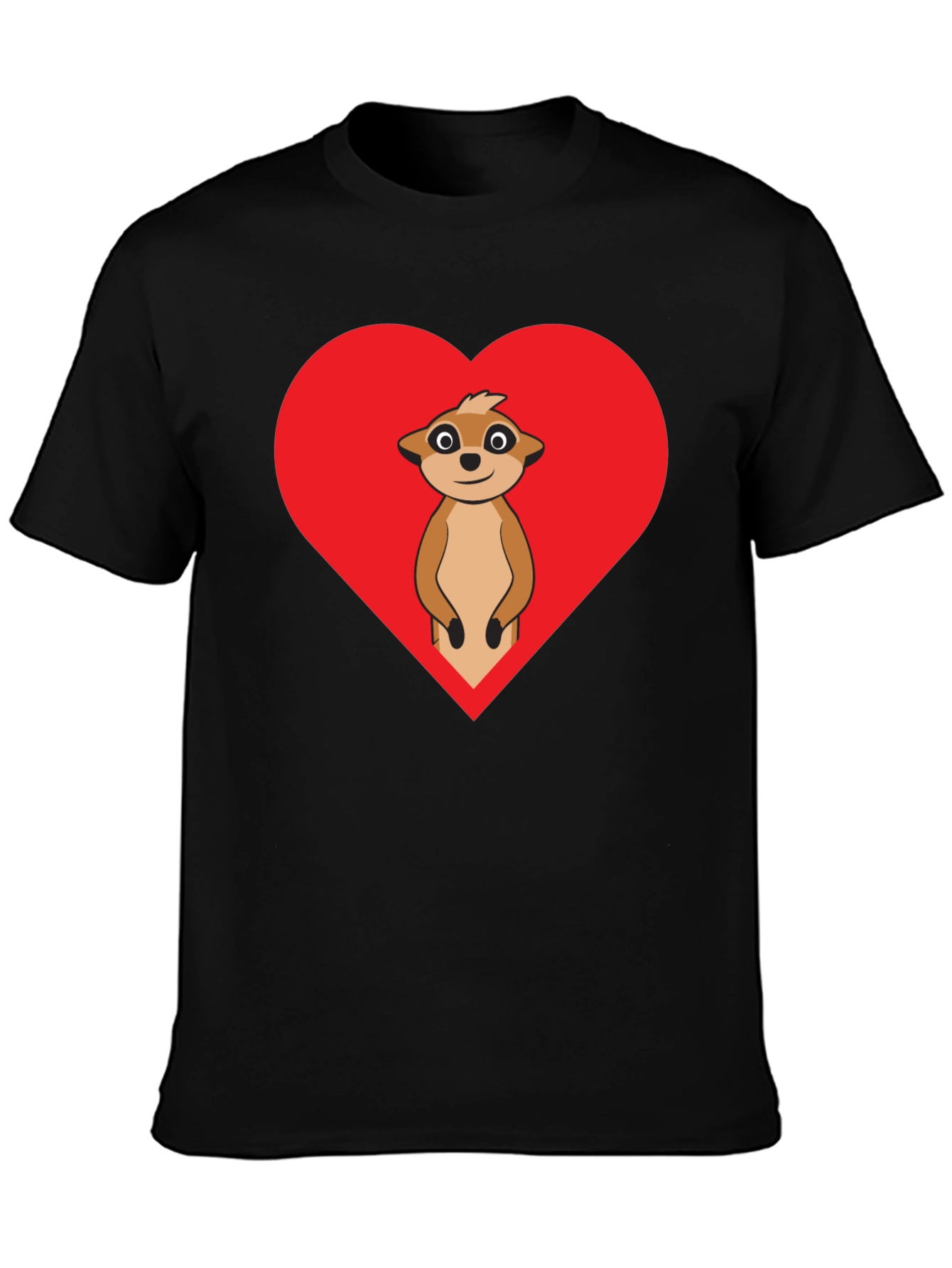 Black Meerkat Heart Graphic Tee - Black Cotton view 3