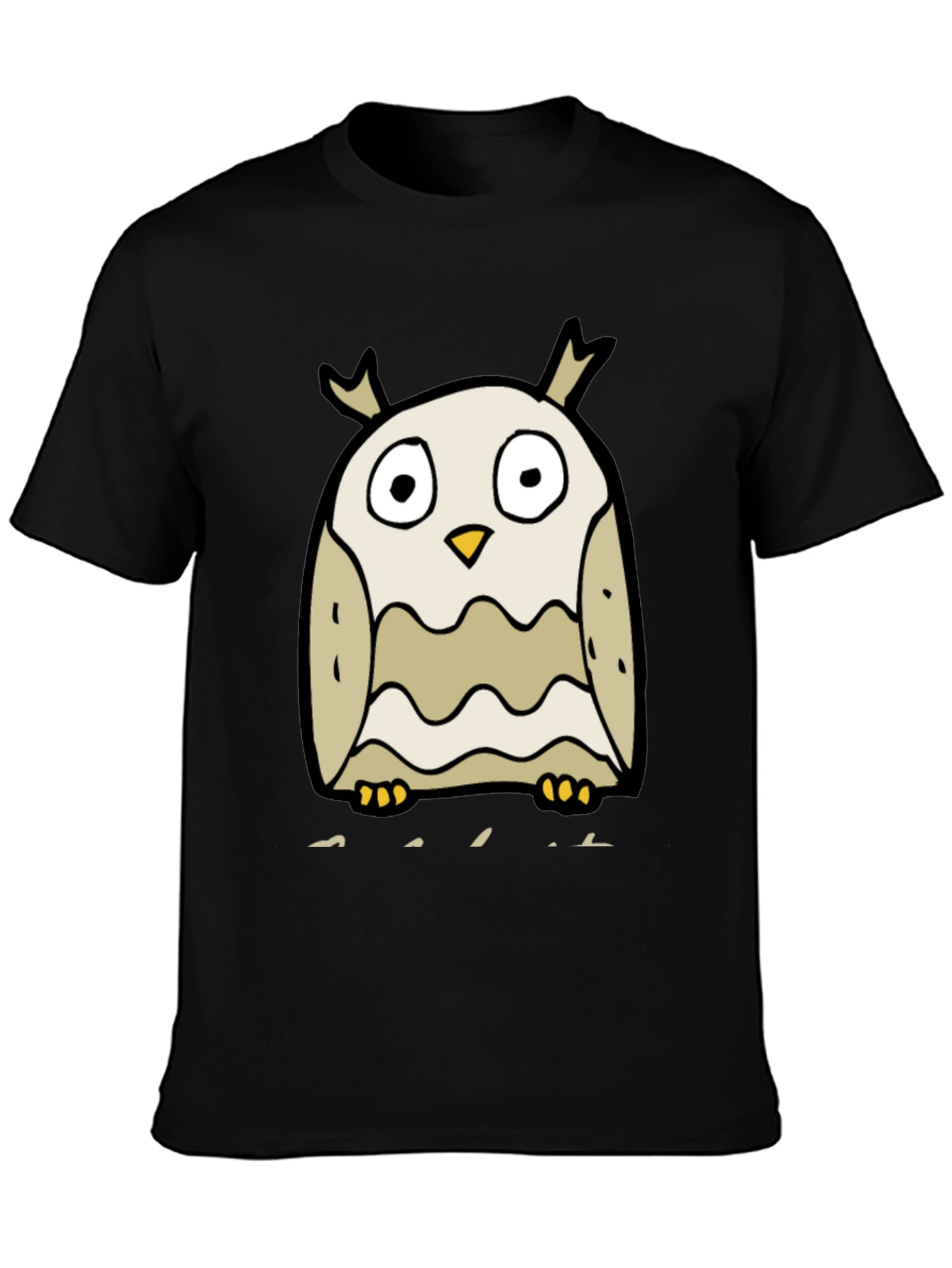 Cartoon Owl Graphic Tee - Black Cotton Blend - 3