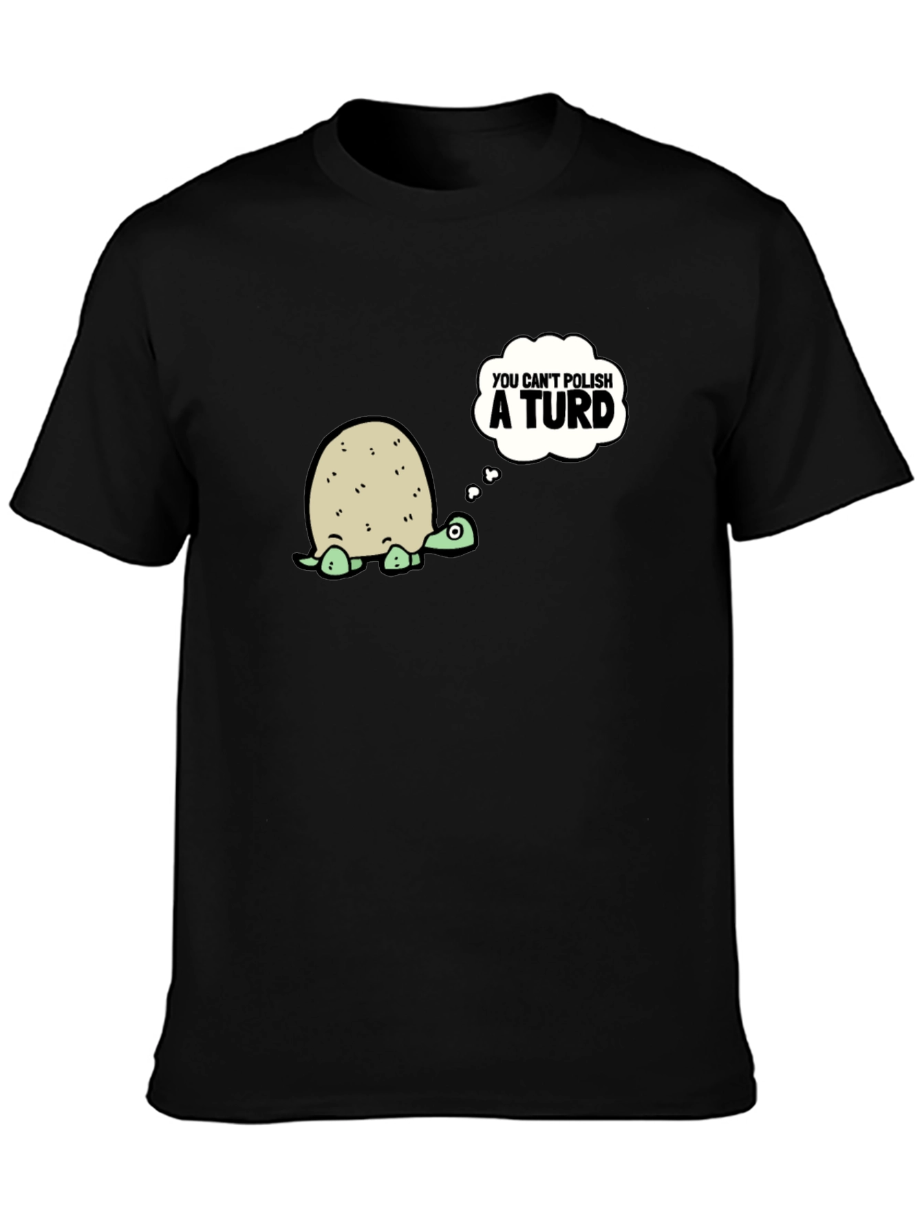 Black Humorous Turtle Graphic Tee - You Can't Polish a Turd view 3