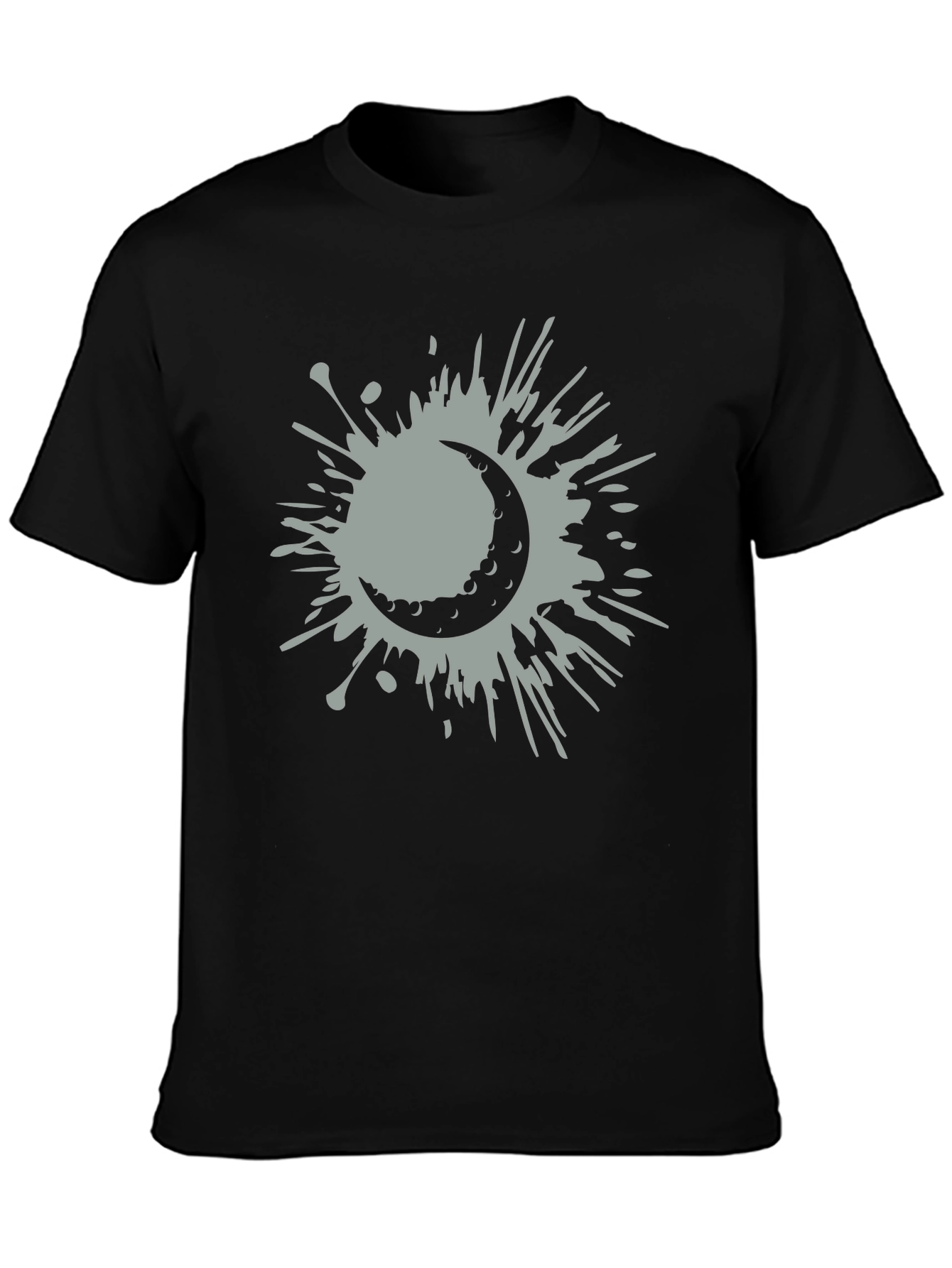 Black Crescent Moon Splatter Tee - Stylish Graphic T-Shirt view 3