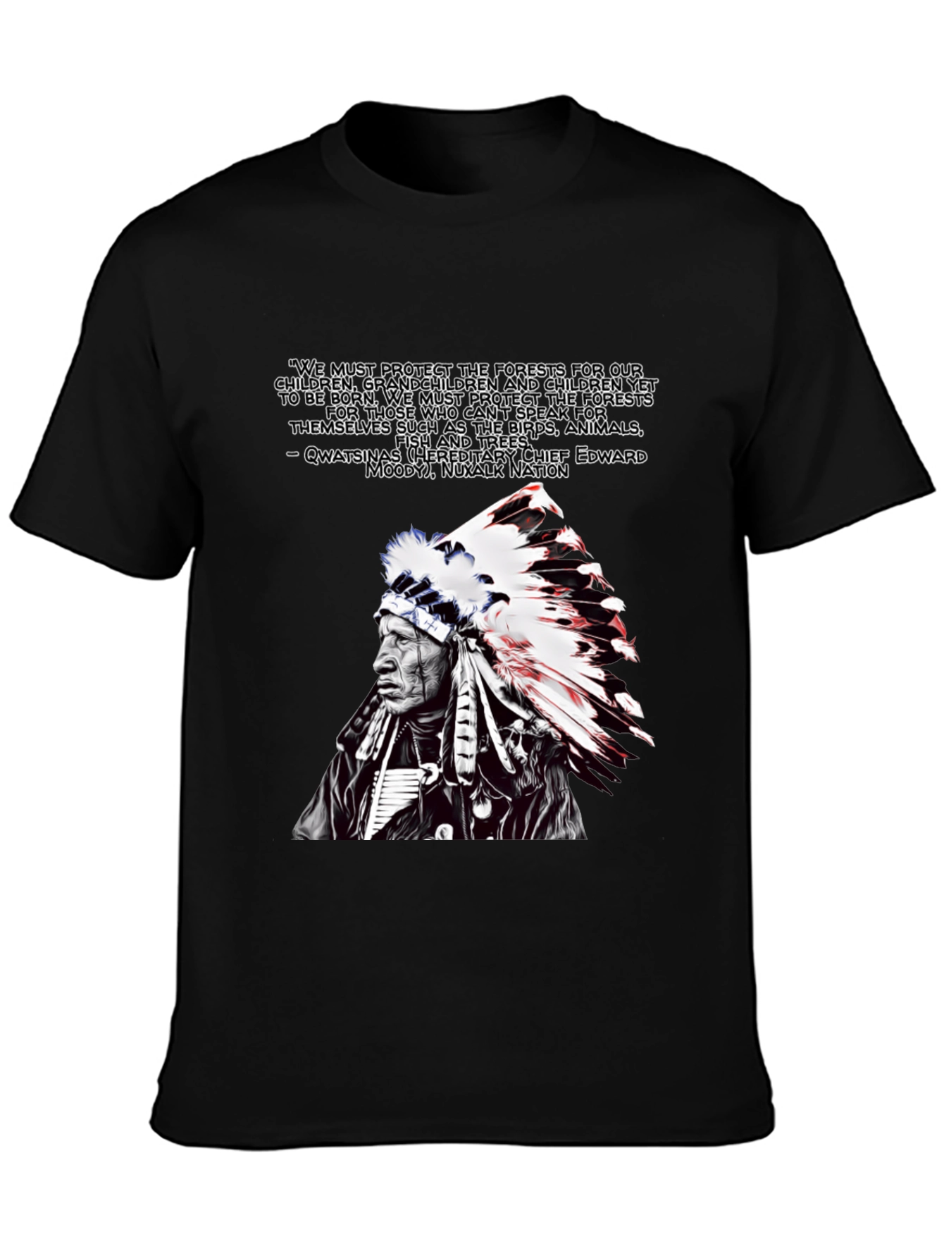 Black Native American Chief Graphic T-Shirt view 3