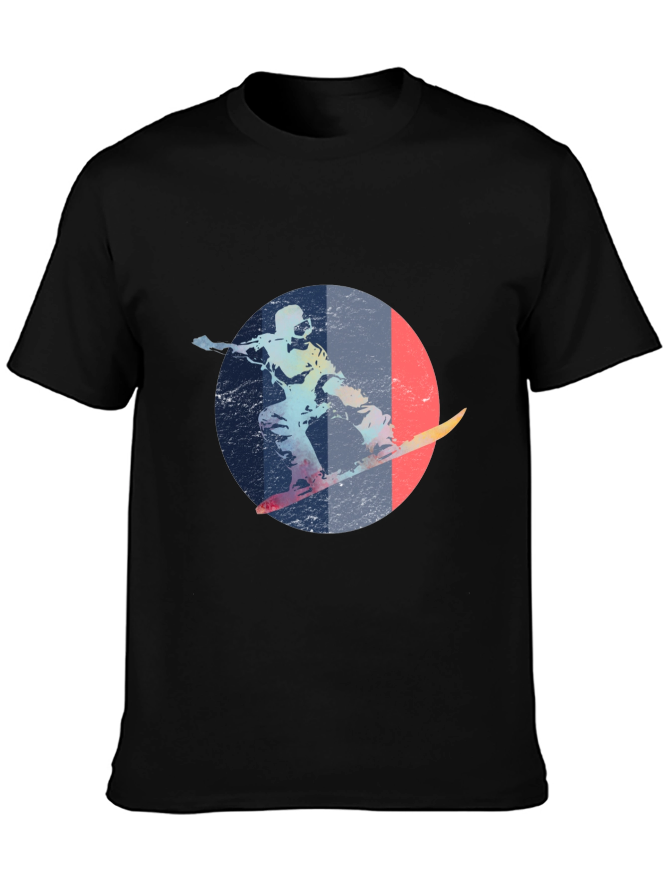 Black Retro Snowboarder Graphic Tee view 3