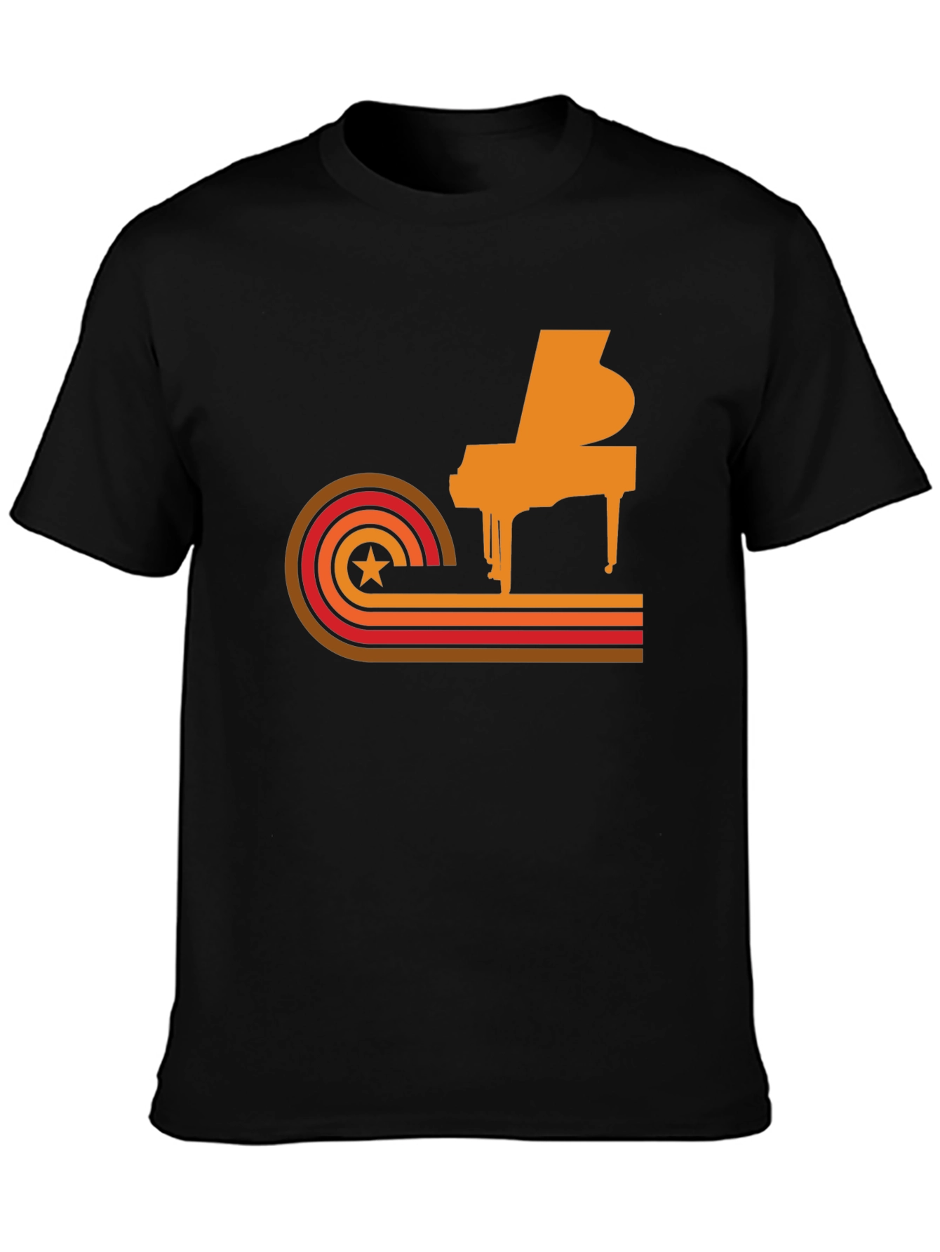 Black Retro Piano Graphic Tee - Cool Music Lover T-Shirt view 3