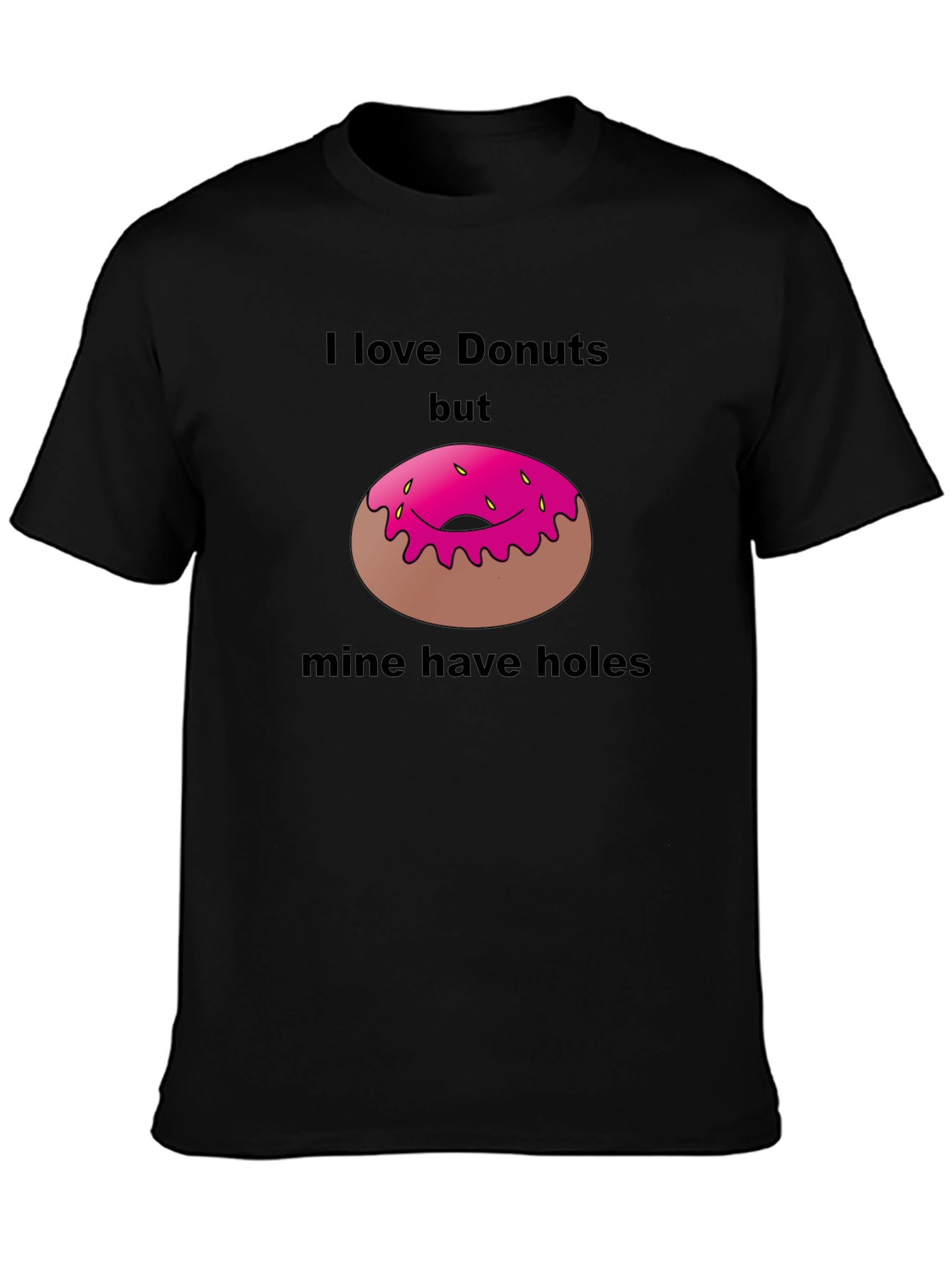 Black I Love Donuts T-Shirt Funny Pun Tee view 3