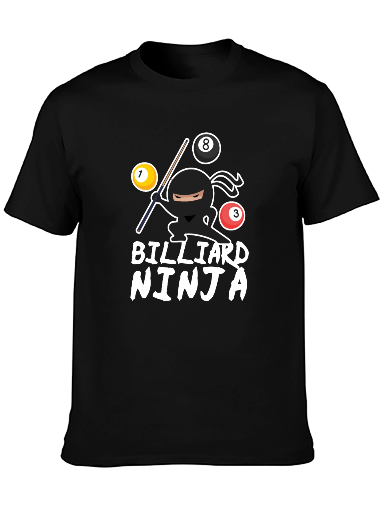 Billiard Ninja Graphic T-Shirt - Unique Pool Player Tee - 3
