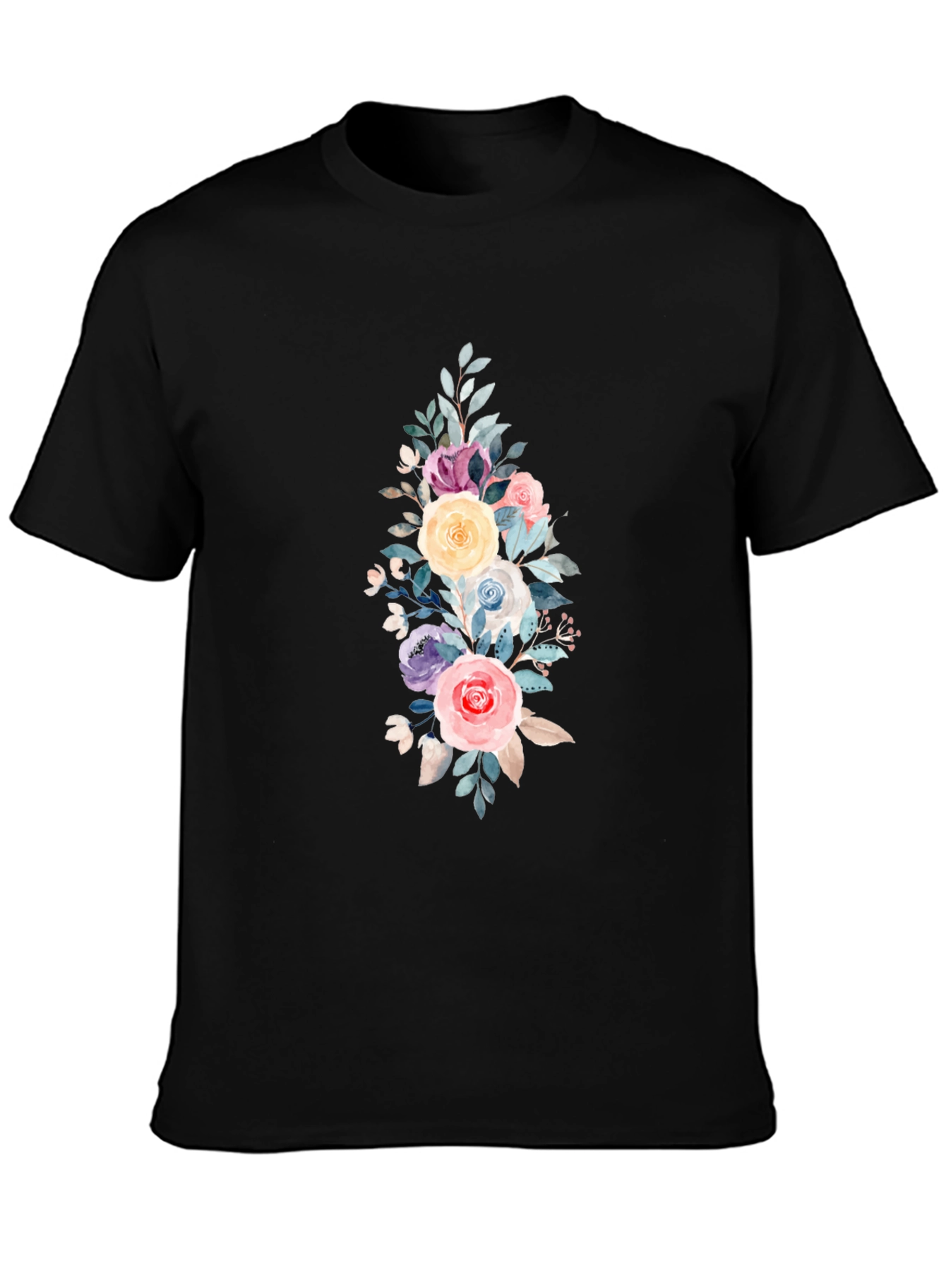 Black Floral Bouquet Graphic T-Shirt - Stylish Men's Tee view 3