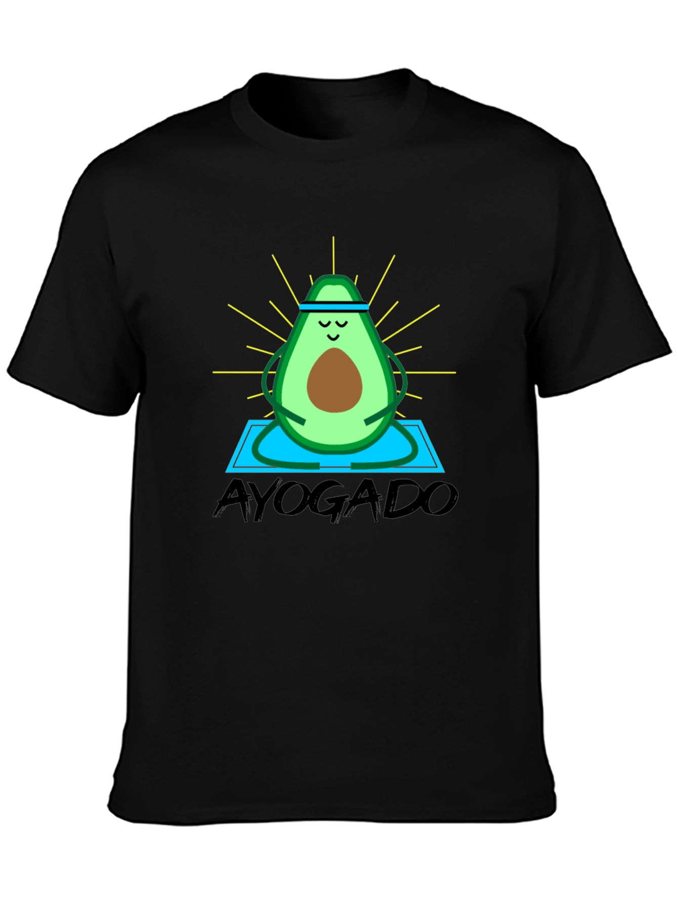 Black Ayogado Yoga Avocado Graphic T-Shirt view 3