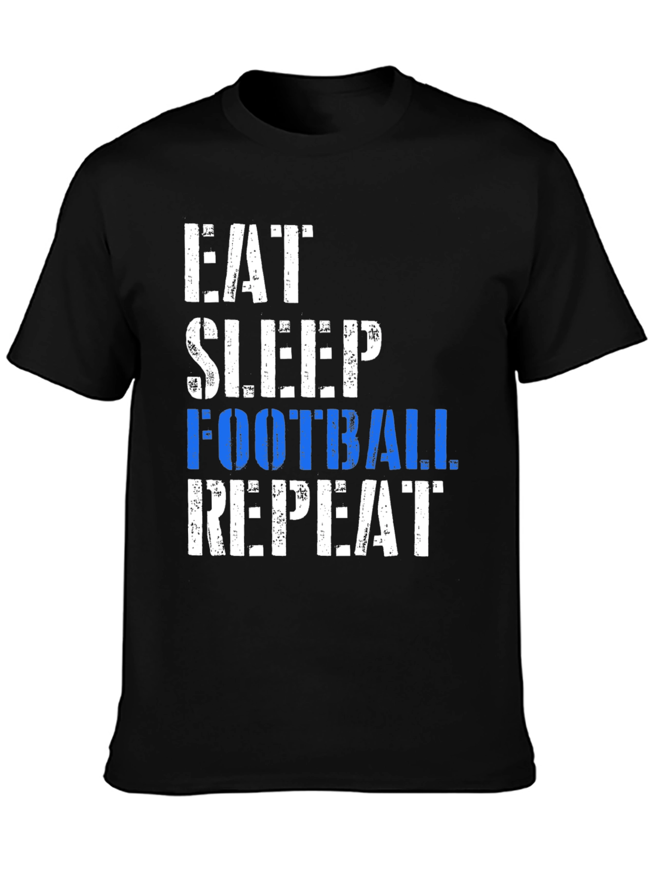 Black Eat Sleep Football Repeat Black T-Shirt view 3