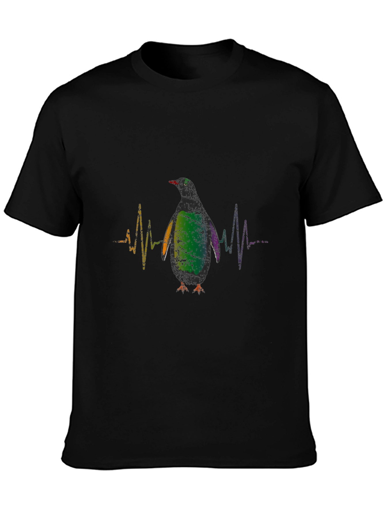 Black Penguin Heartbeat Graphic Tee - Black Cotton Blend view 3