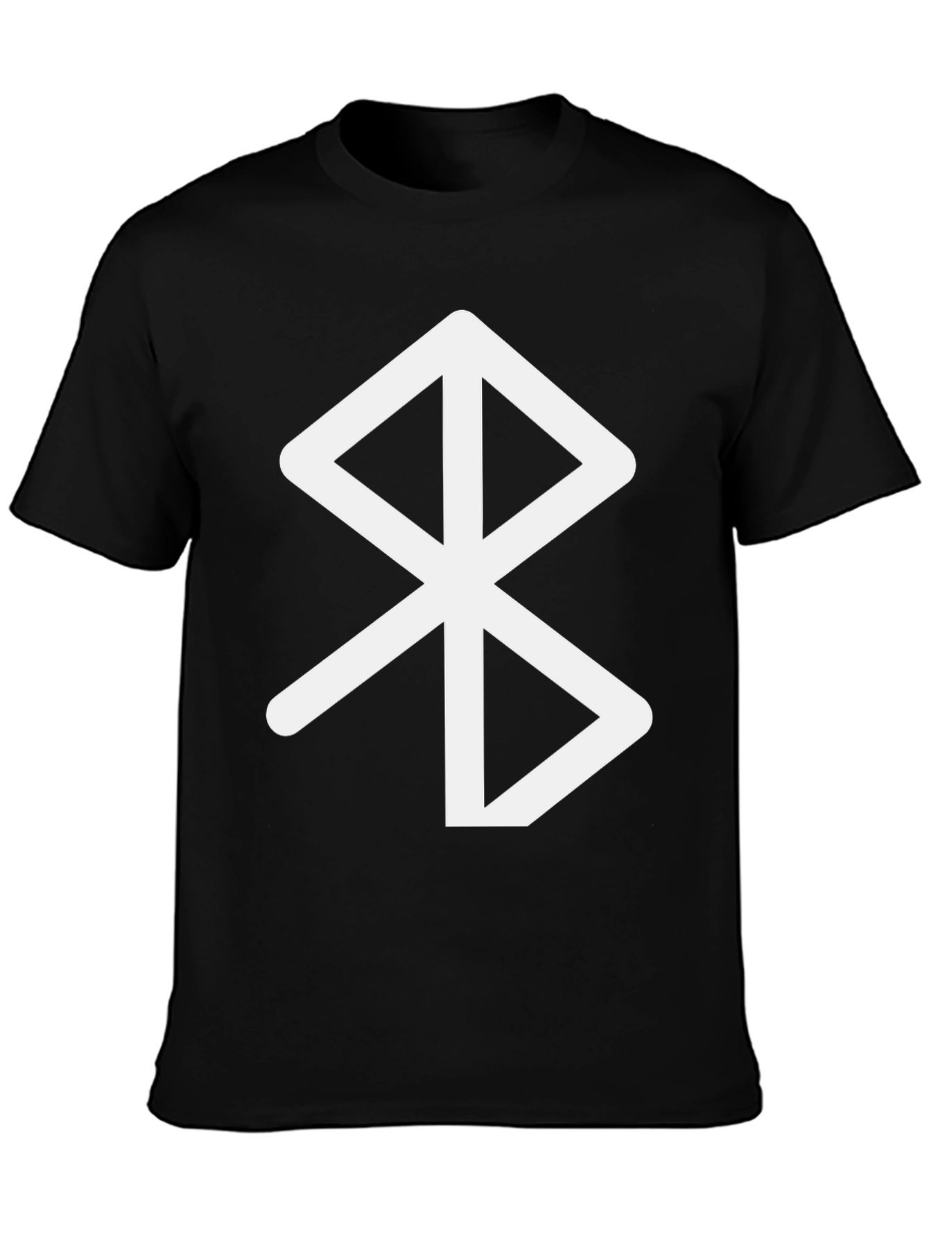 Black Black T-Shirt with White Bluetooth Symbol view 3