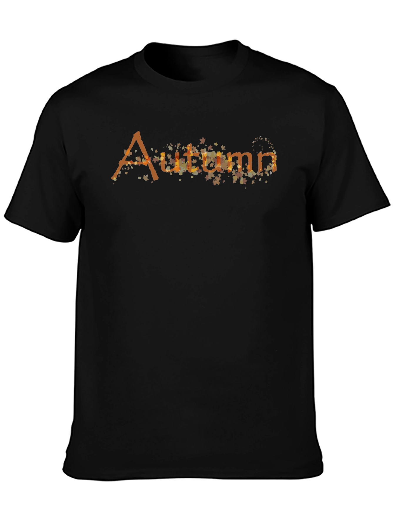 Autumn Leaves Graphic Print Men's Black T-Shirt - 3