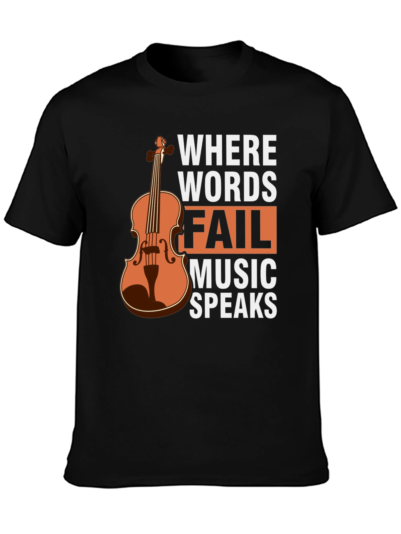 Black Music Speaks T-Shirt - Violin Graphic Tee view 3