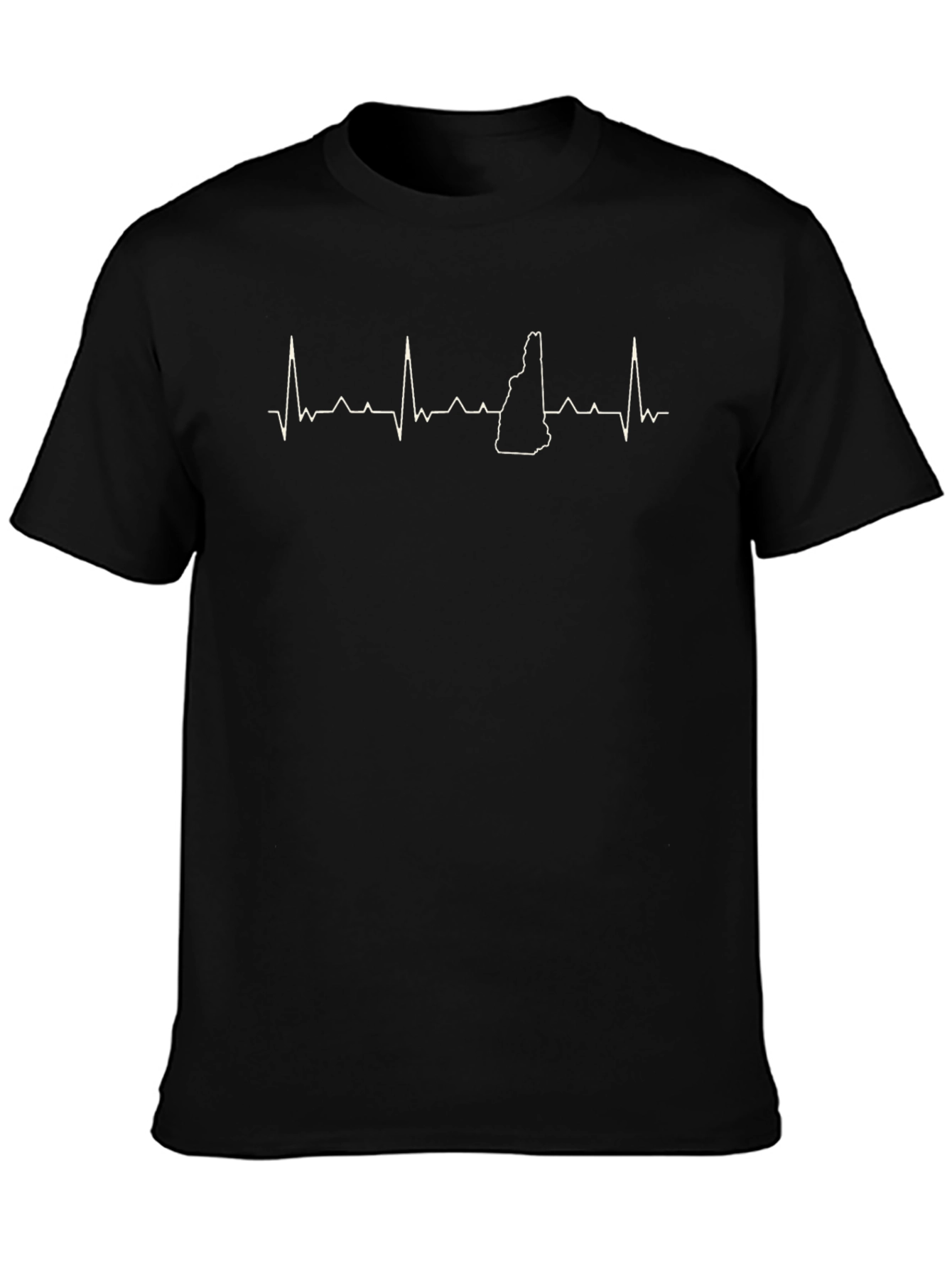 Black New Hampshire Heartbeat T-Shirt - State Pride Tee view 3