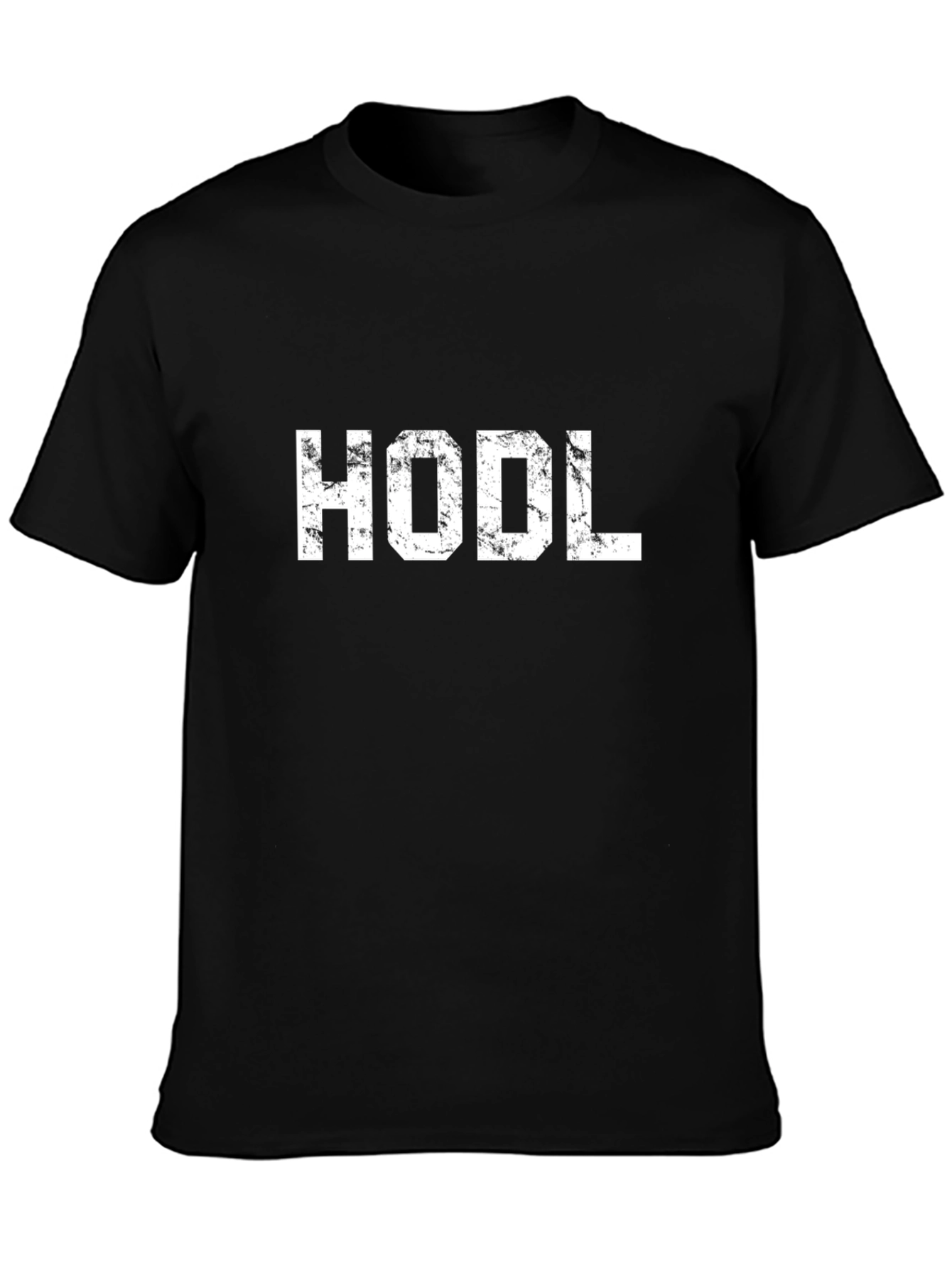 Black HODL Crypto T-Shirt - Distressed White Print on Black view 3
