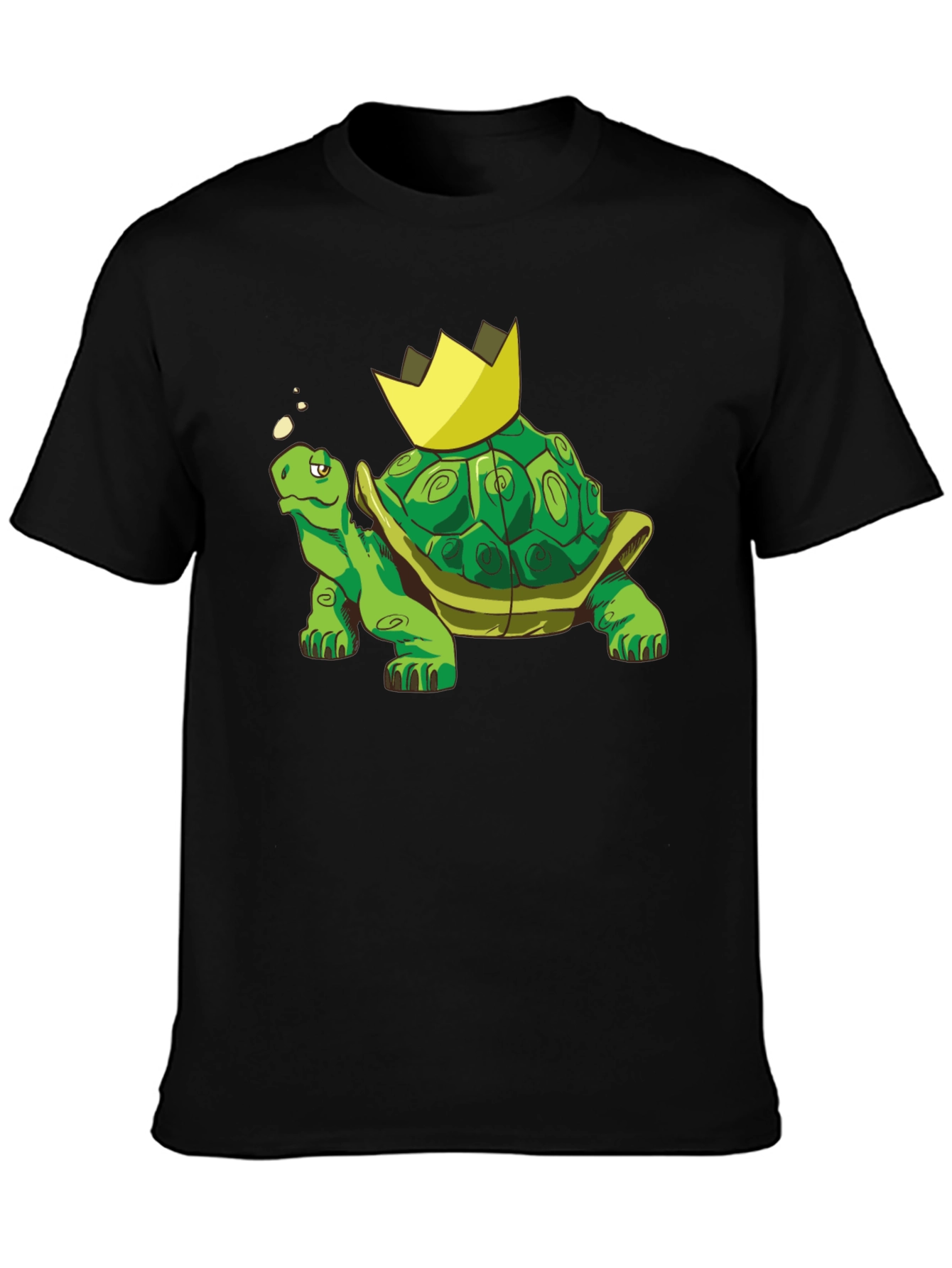 Black King Turtle T-Shirt - Cartoon Graphic Tee view 3