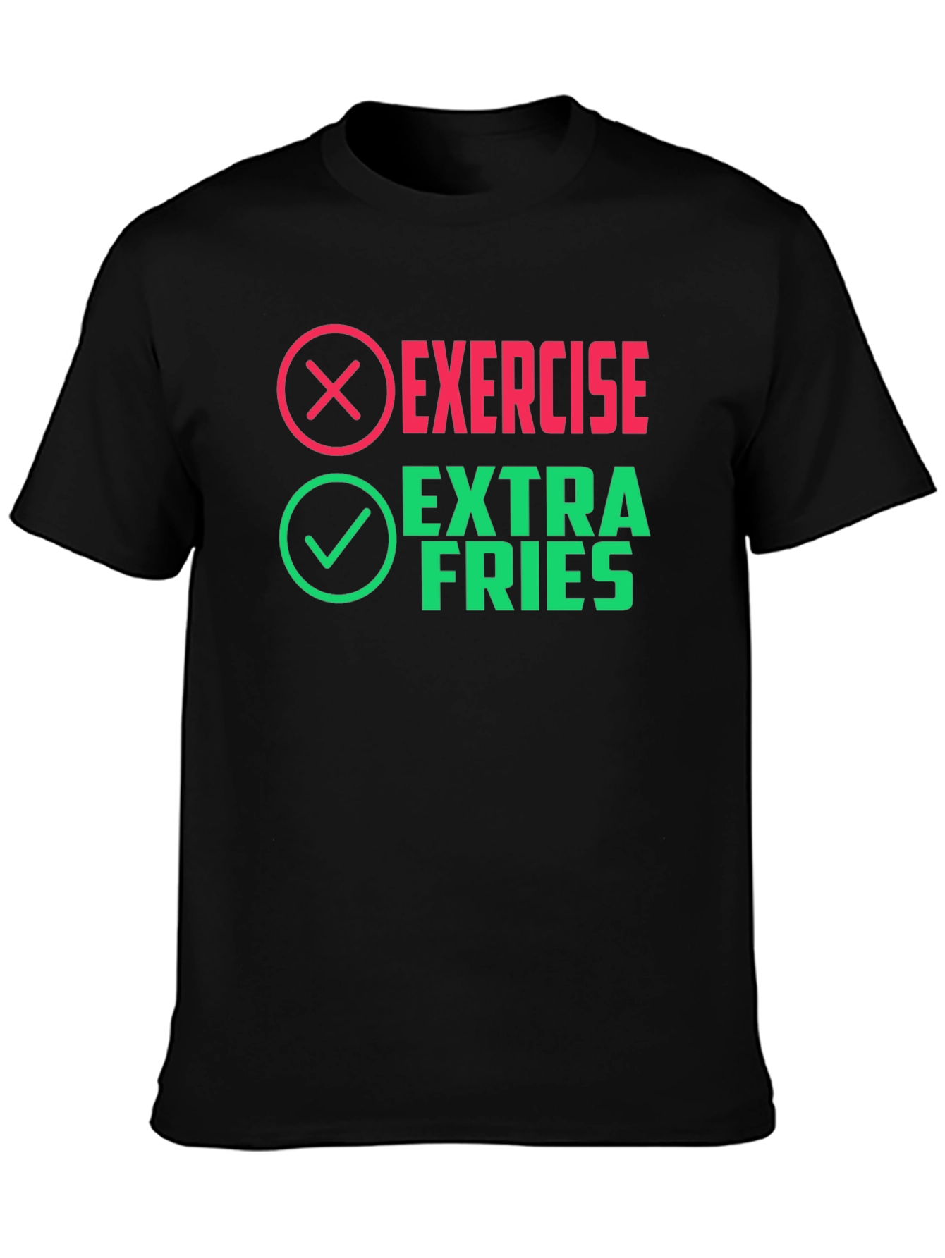 Black Exercise? Extra Fries! Novelty Graphic Tee view 3