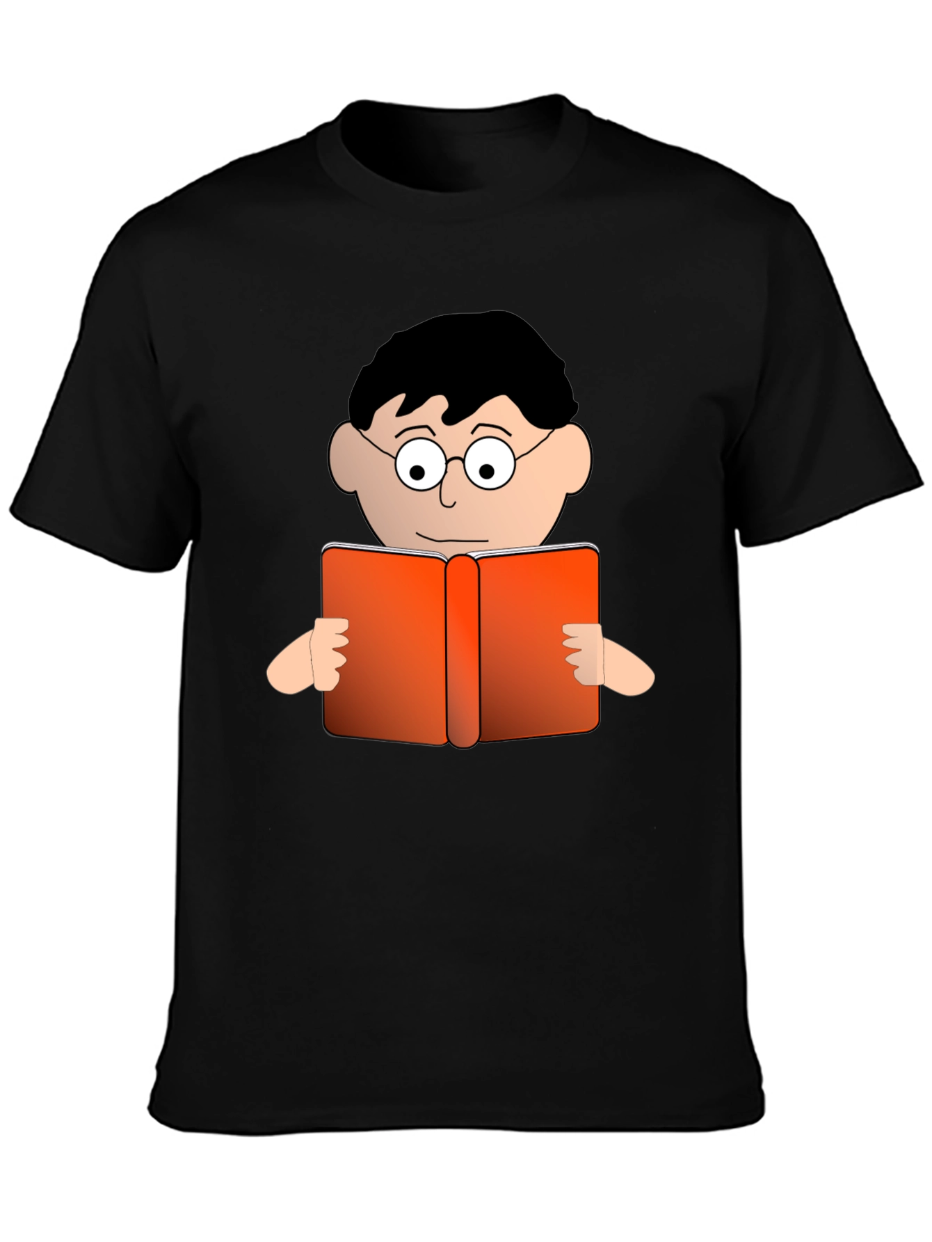 Black Cartoon Reader Black T-Shirt view 3