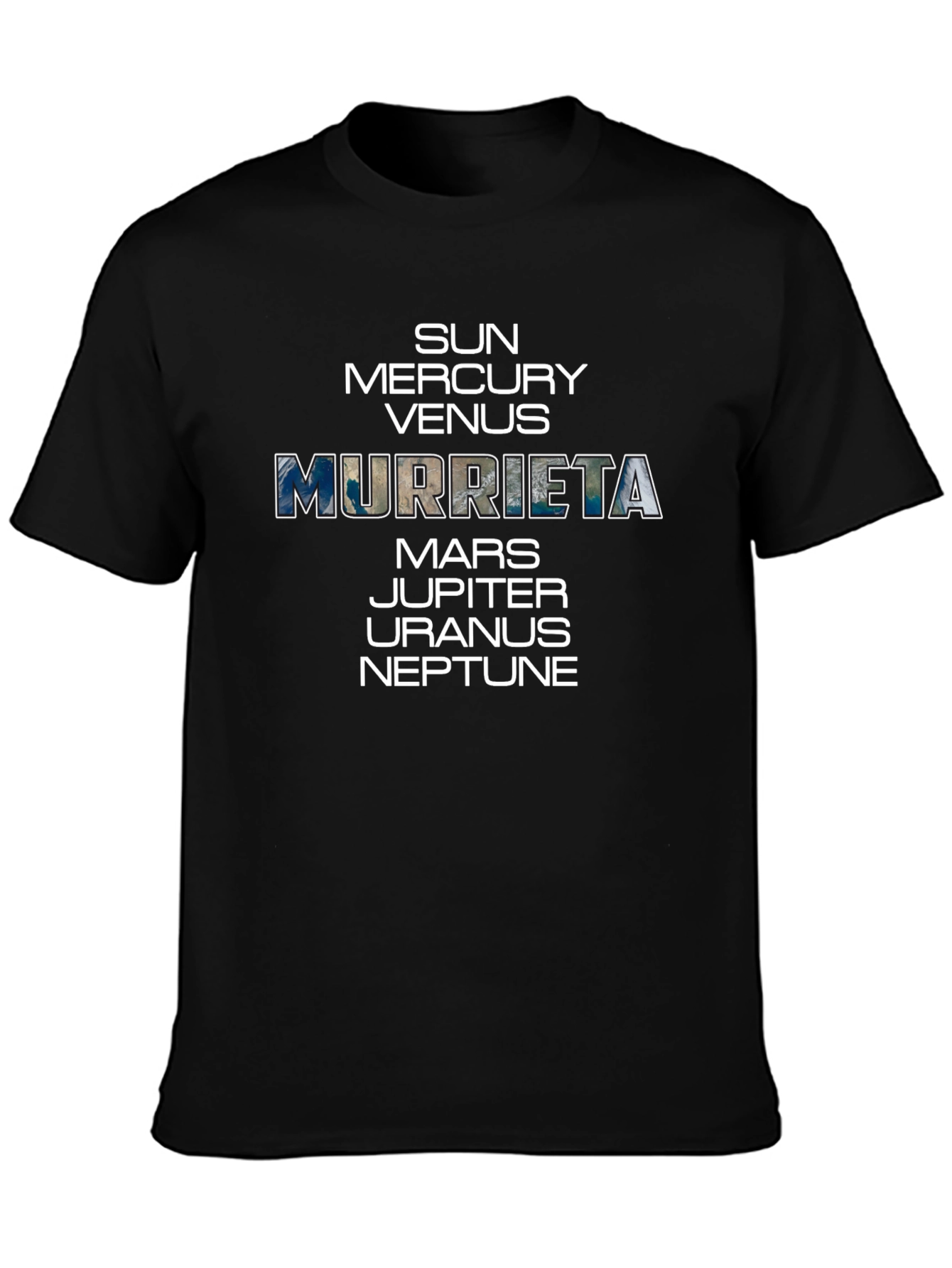 Black Murrieta Planets T-Shirt - Space Fan Gift view 3