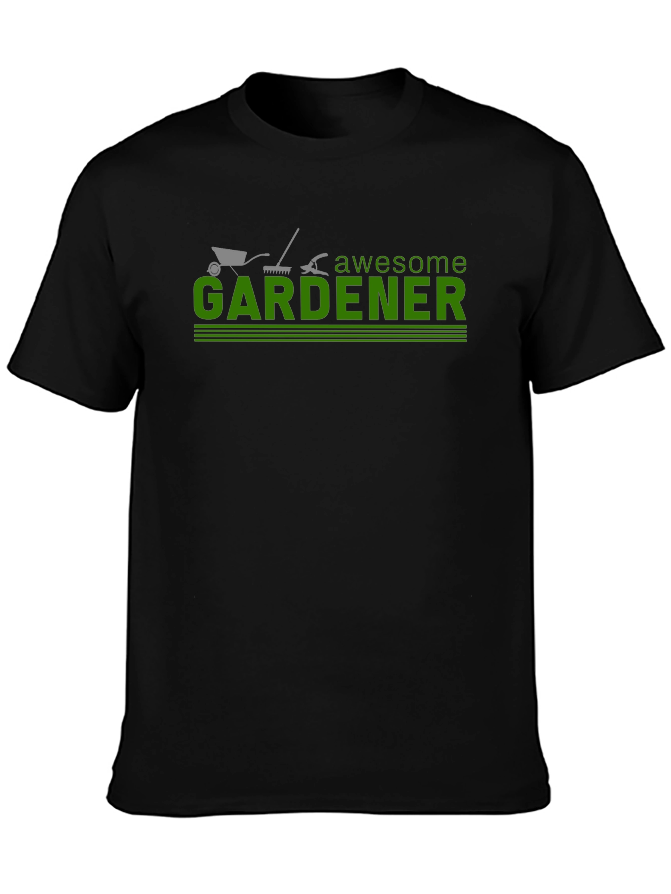 Black Awesome Gardener T-Shirt - Gardening Tool Design view 3