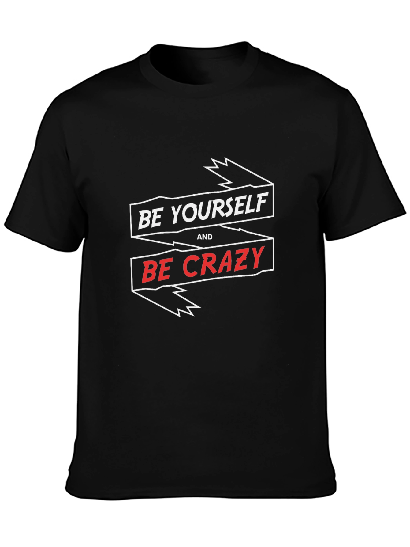 Black Be Yourself and Be Crazy Graphic Tee - Men's Black T-Shirt view 3