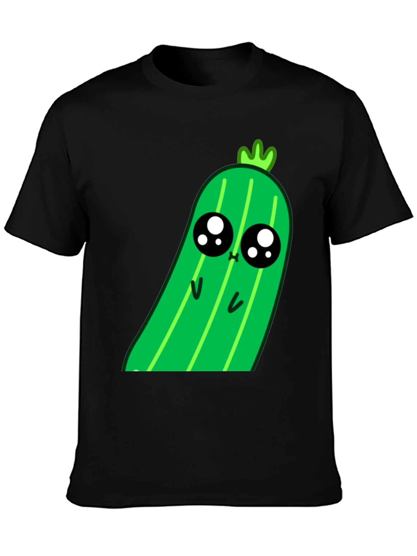 Black Kawaii Pickle Graphic Tee - Cute Food Shirt view 3