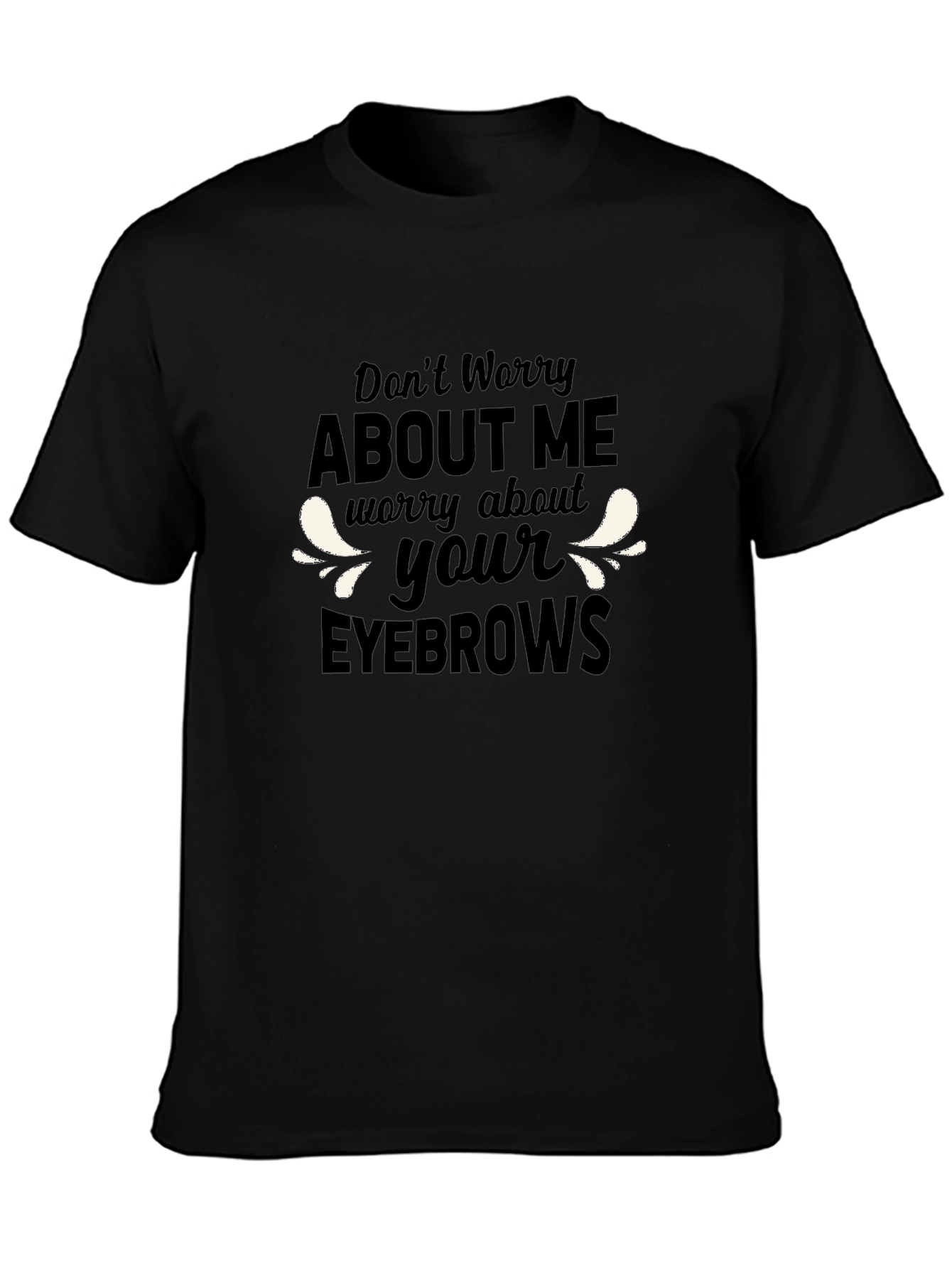 Black Funny "Eyebrows" Graphic T-Shirt view 3