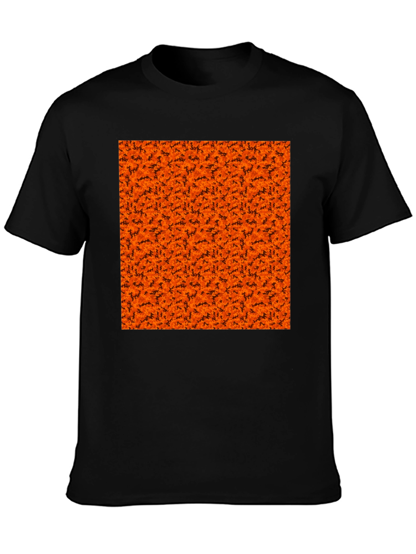 Black Halloween Orange Bats Pattern Black T-Shirt view 3