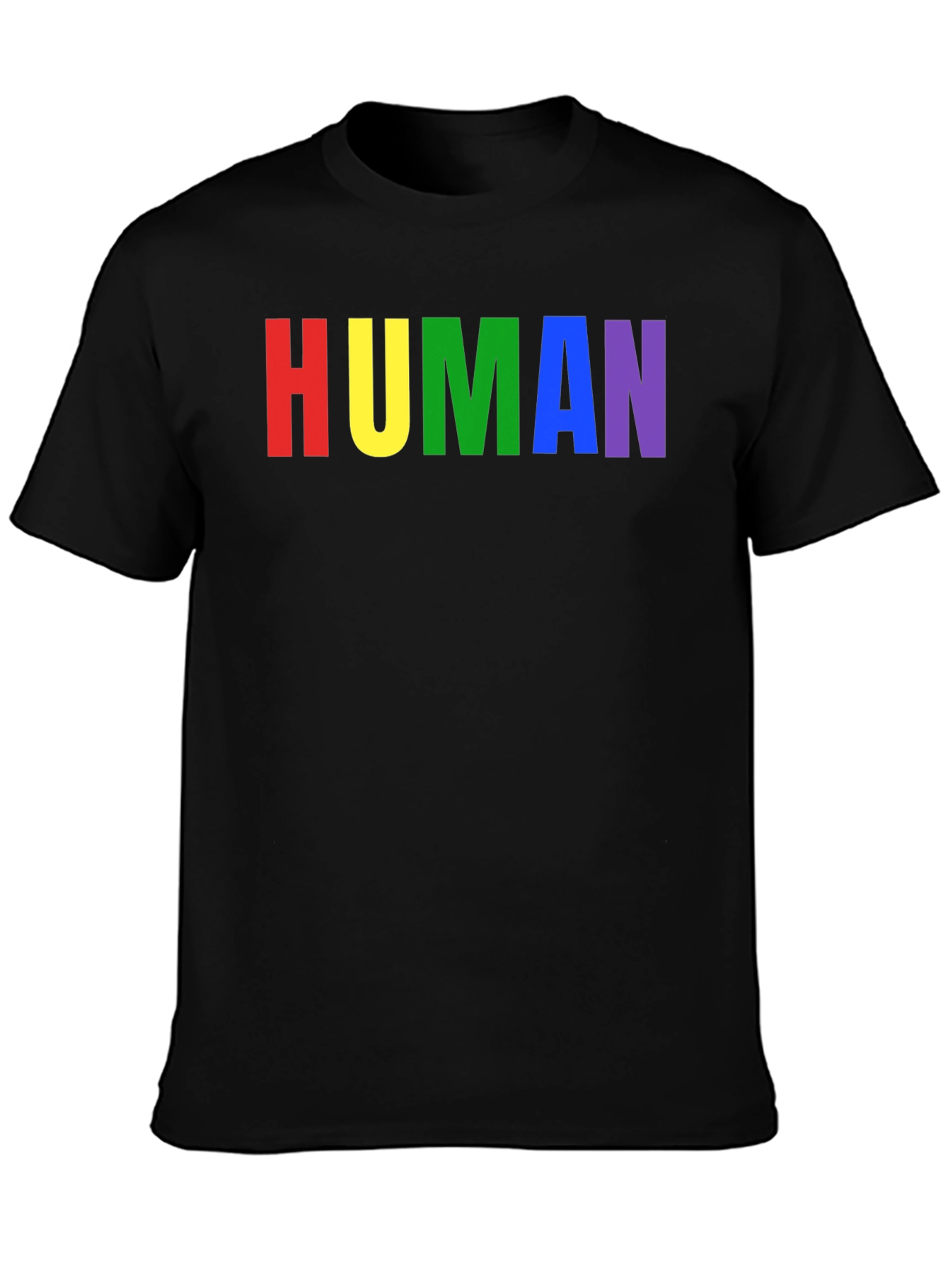 Black HUMAN Rainbow Pride T-Shirt - Black view 3