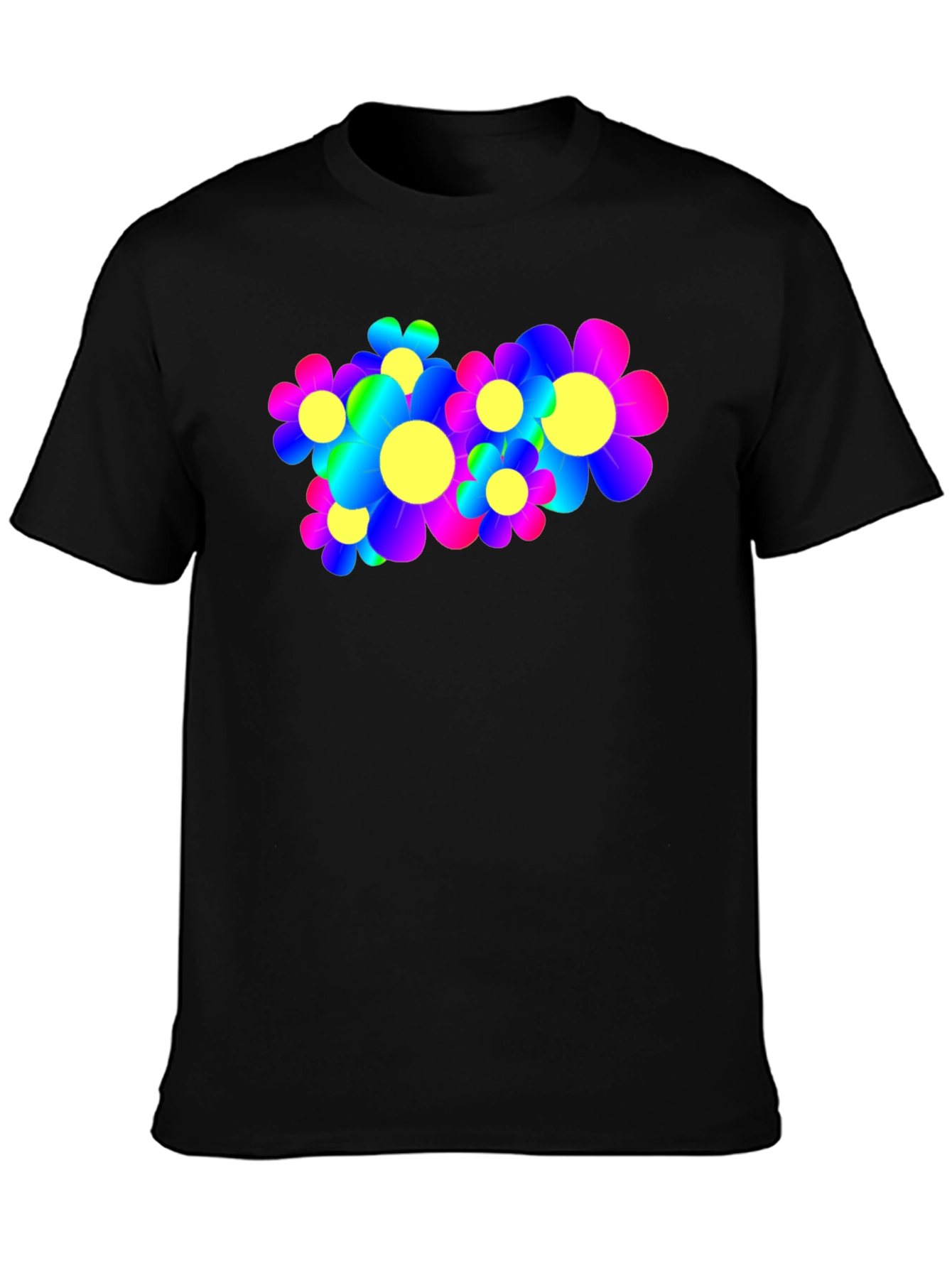 Black Psychedelic Flower Power Graphic Tee view 3