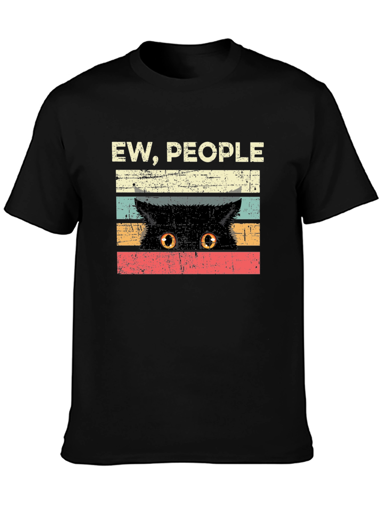 Black Ew People Cat Graphic Tee - Novelty T-Shirt view 3