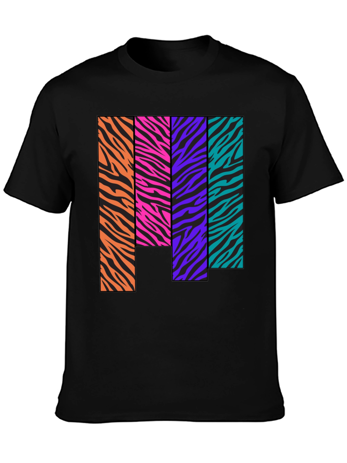 Black Retro Zebra Stripe Block Tee view 3