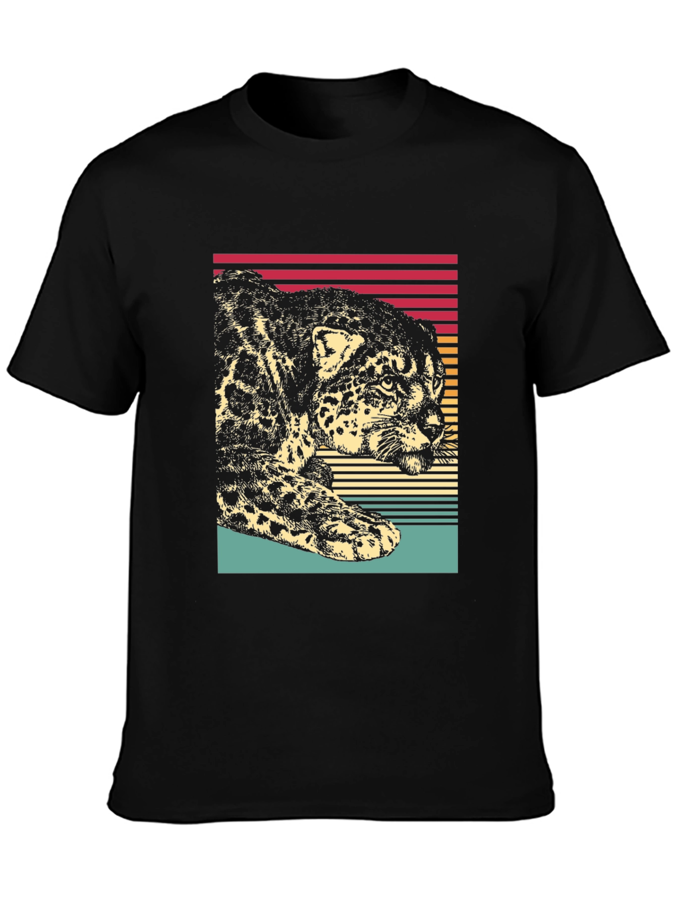 Black Retro Jaguar Graphic Tee - Black Cotton Blend view 3