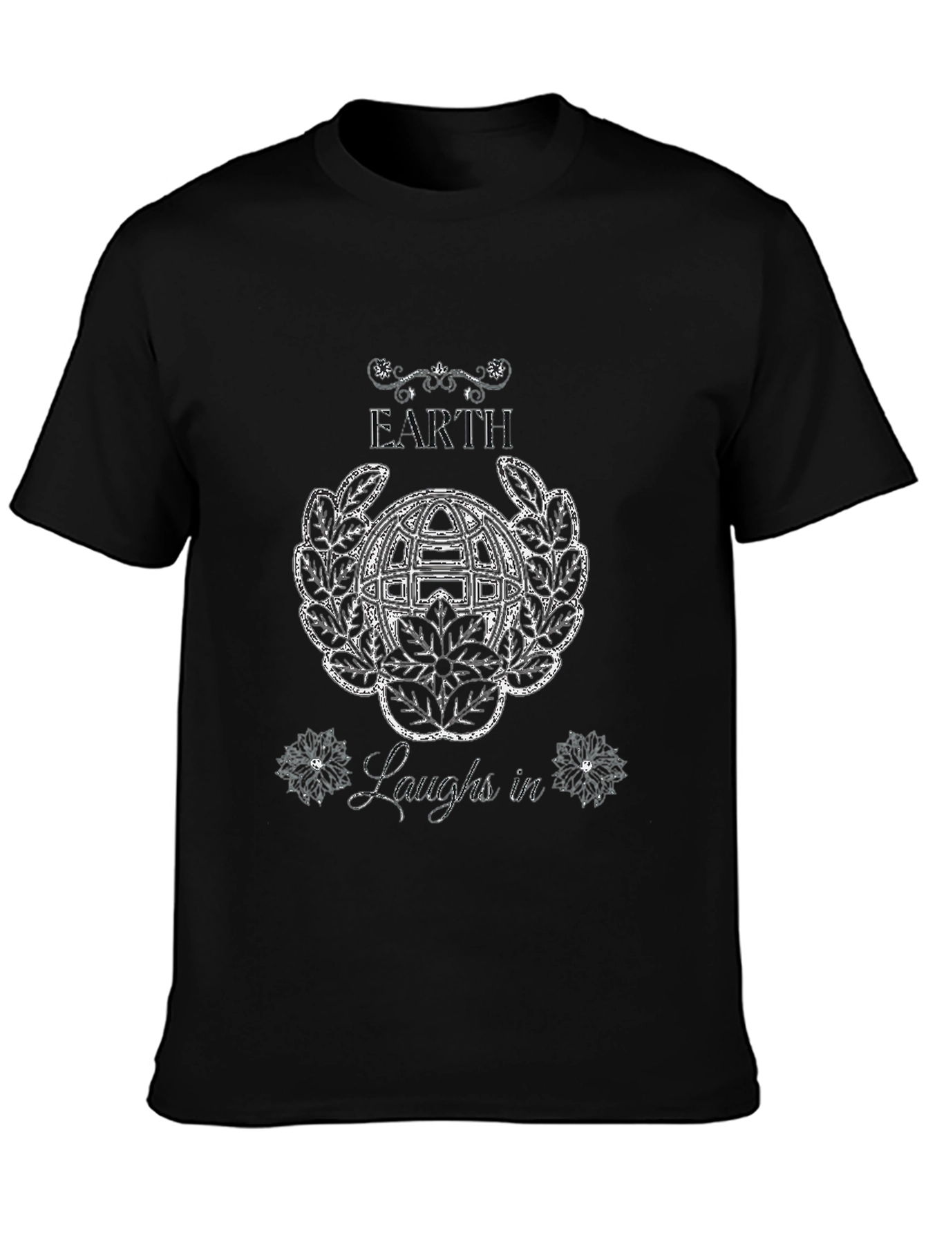 Black Earth Laughs In T-Shirt - Unique Graphic Tee view 3