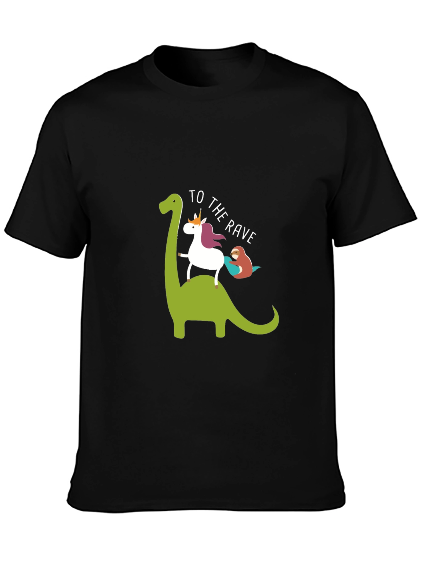 Black Dino Unicorn Rave T-Shirt - Funny Graphic Tee view 3