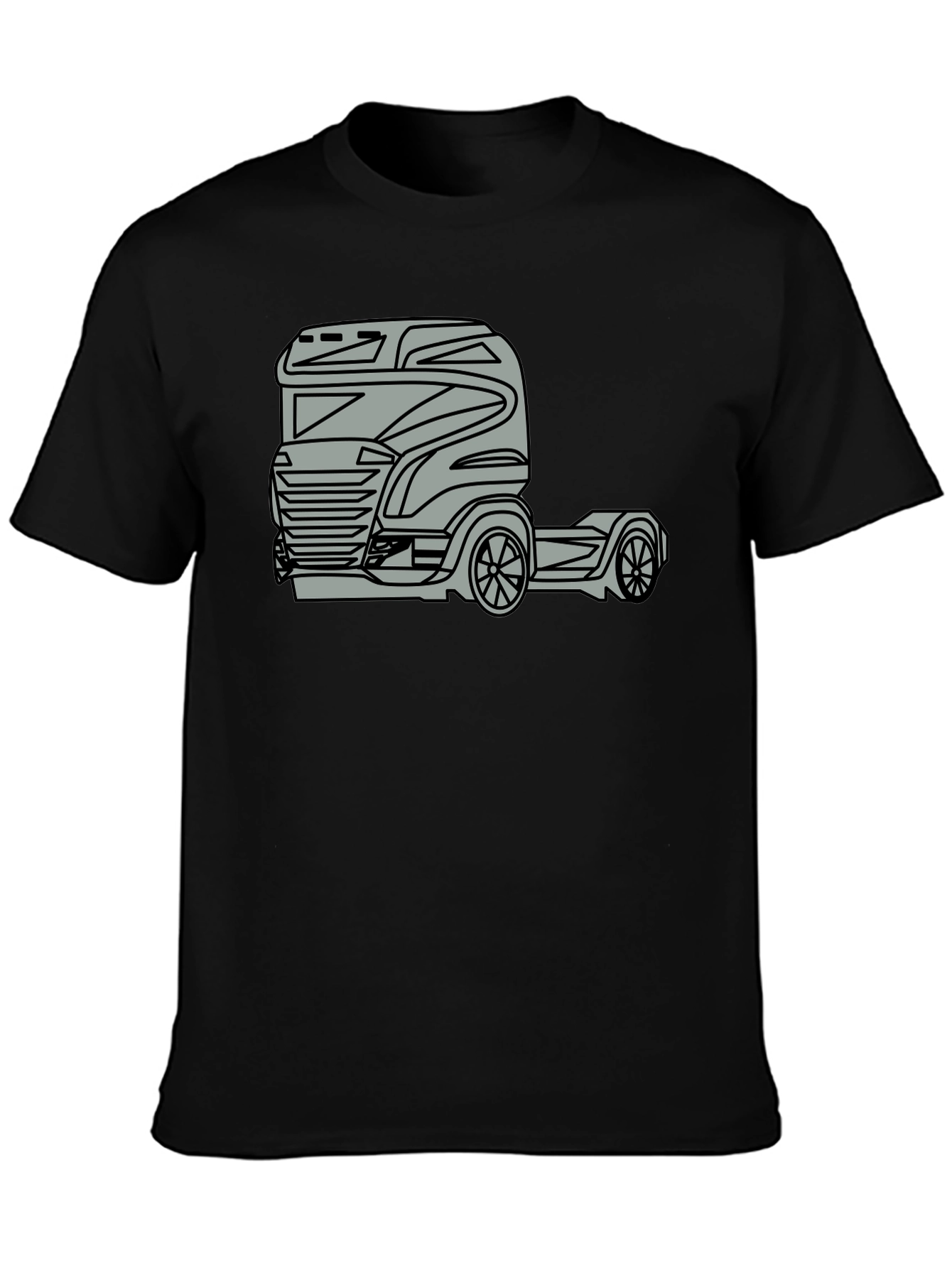 Black Truck Graphic Tee - Modern Black Cotton Blend T-Shirt view 3